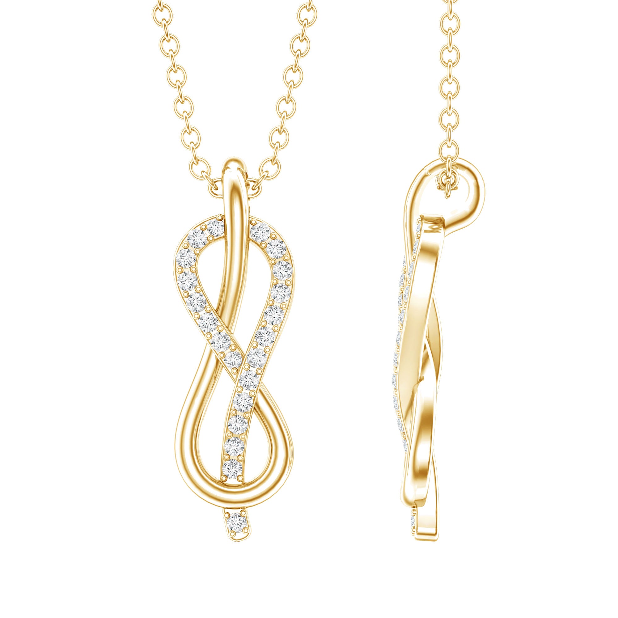 Minimal Moissanite Infinity Knot Pendant Necklace D-VS1 - Rosec Jewels