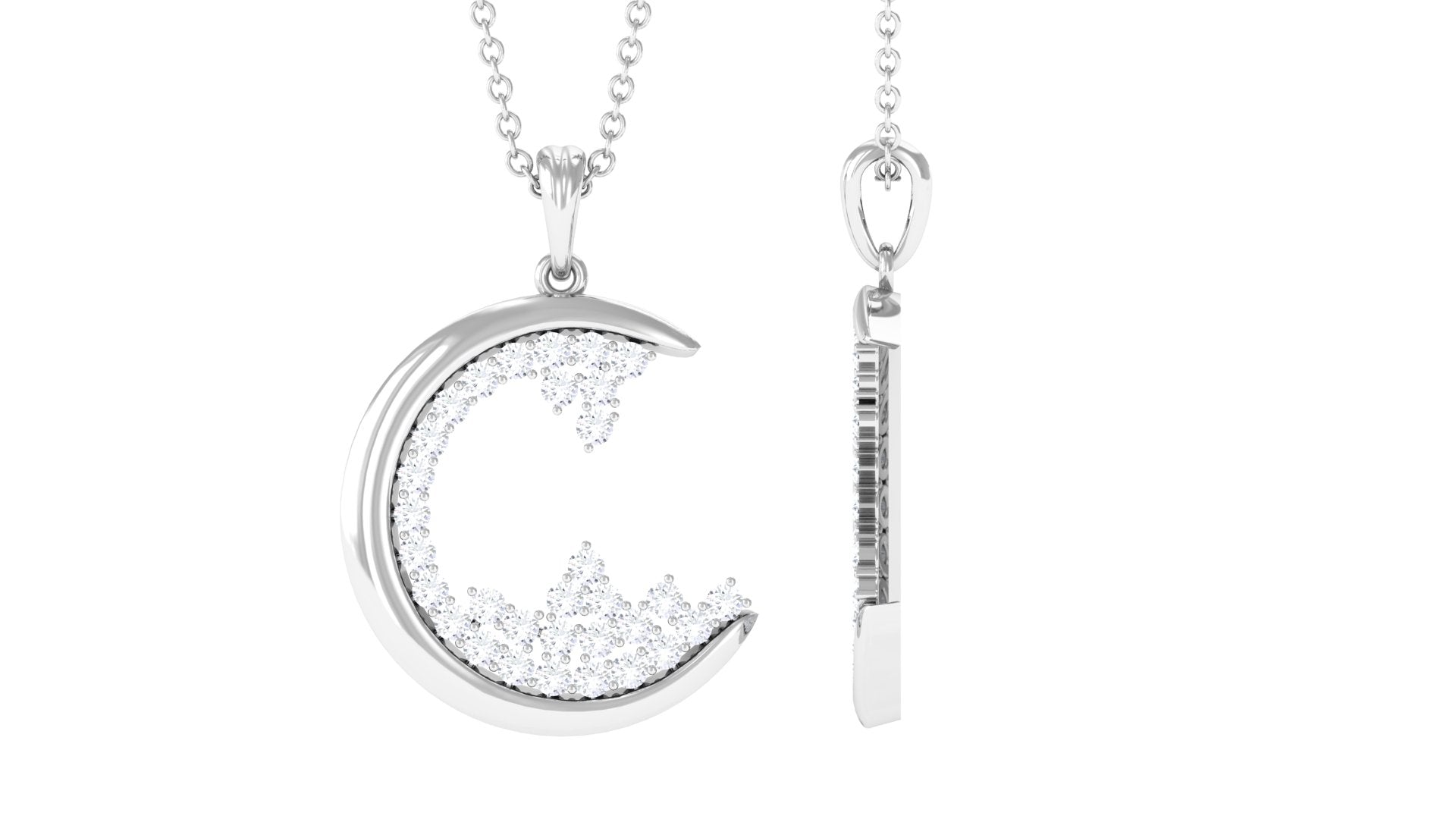C Initial Necklace with Moissanite Cluster D-VS1 - Rosec Jewels