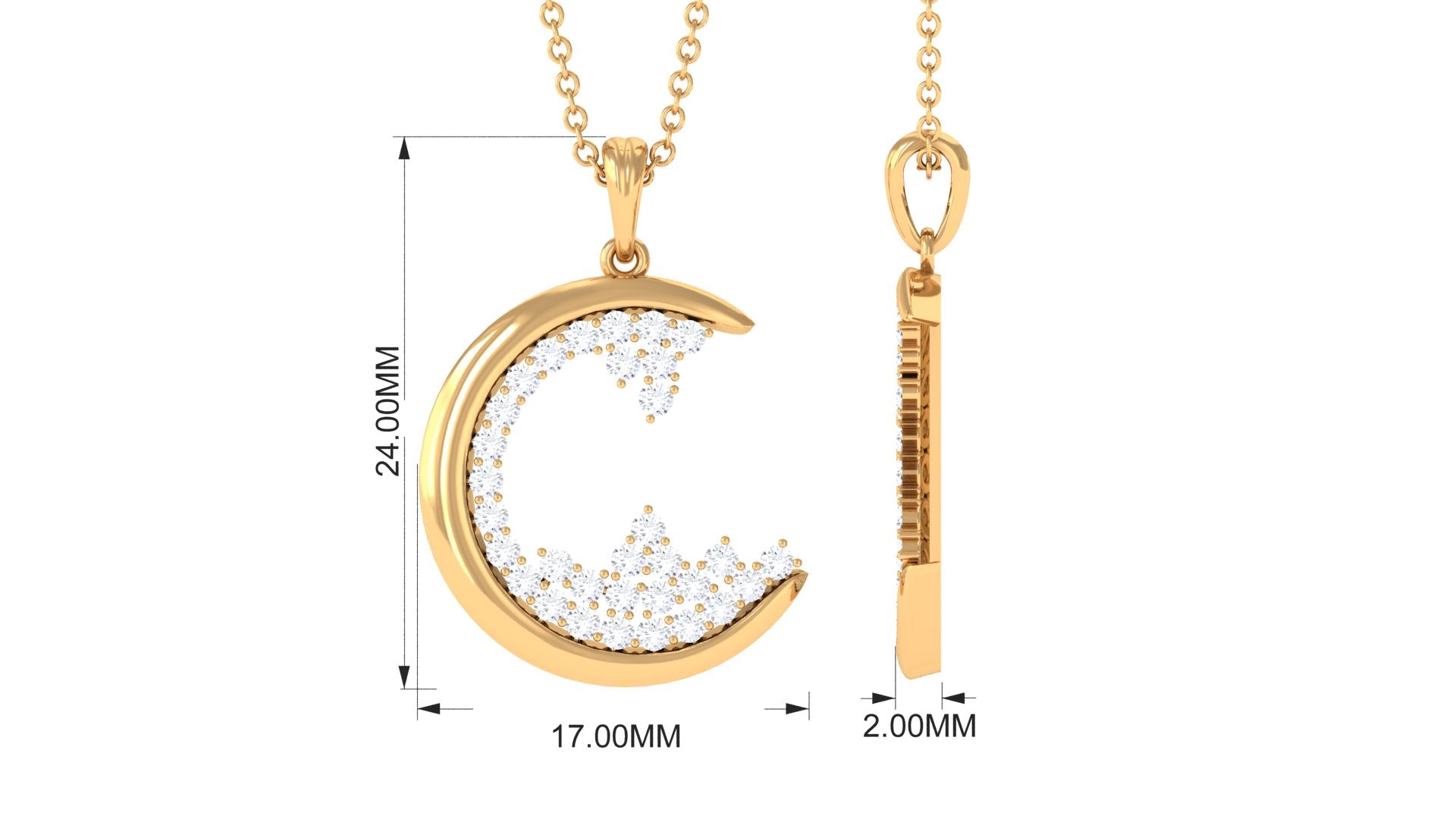 C Initial Necklace with Moissanite Cluster D-VS1 - Rosec Jewels