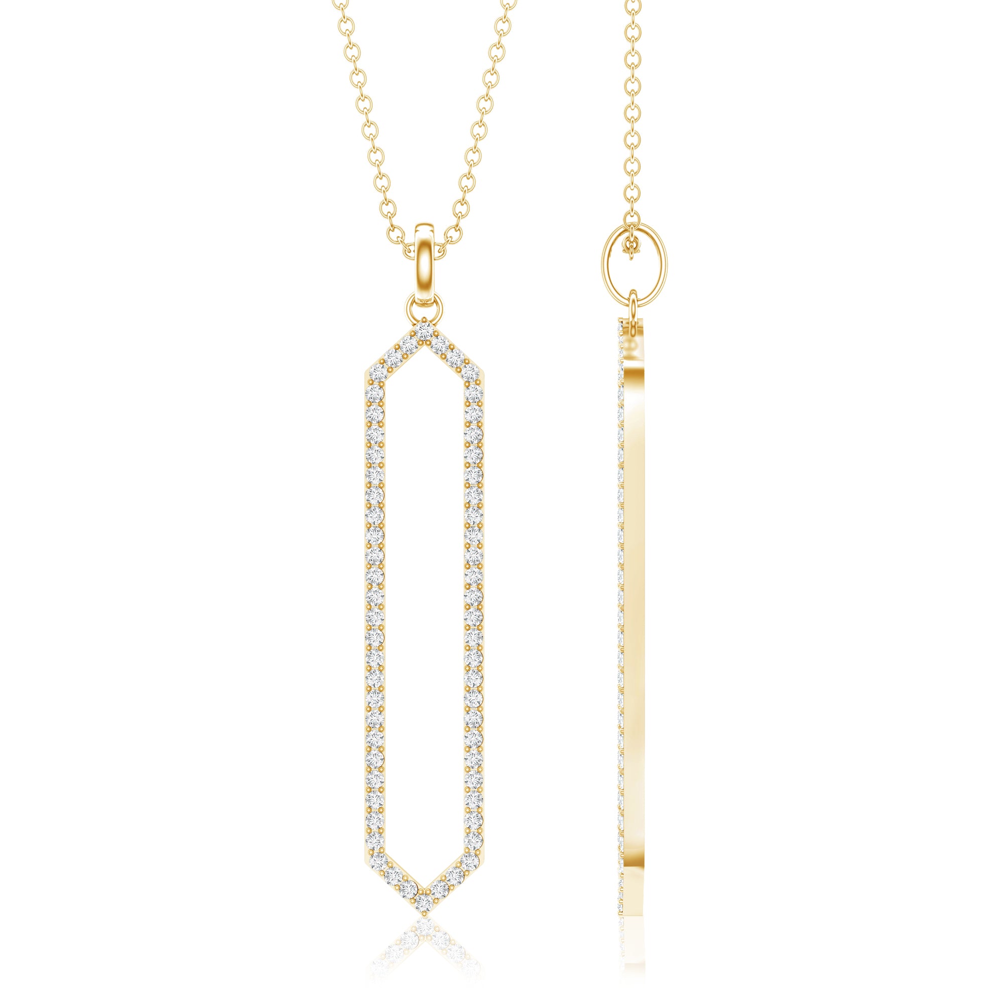 Elongated Hexagonal Moissanite Pendant Necklace with Certificate D-VS1 - Rosec Jewels