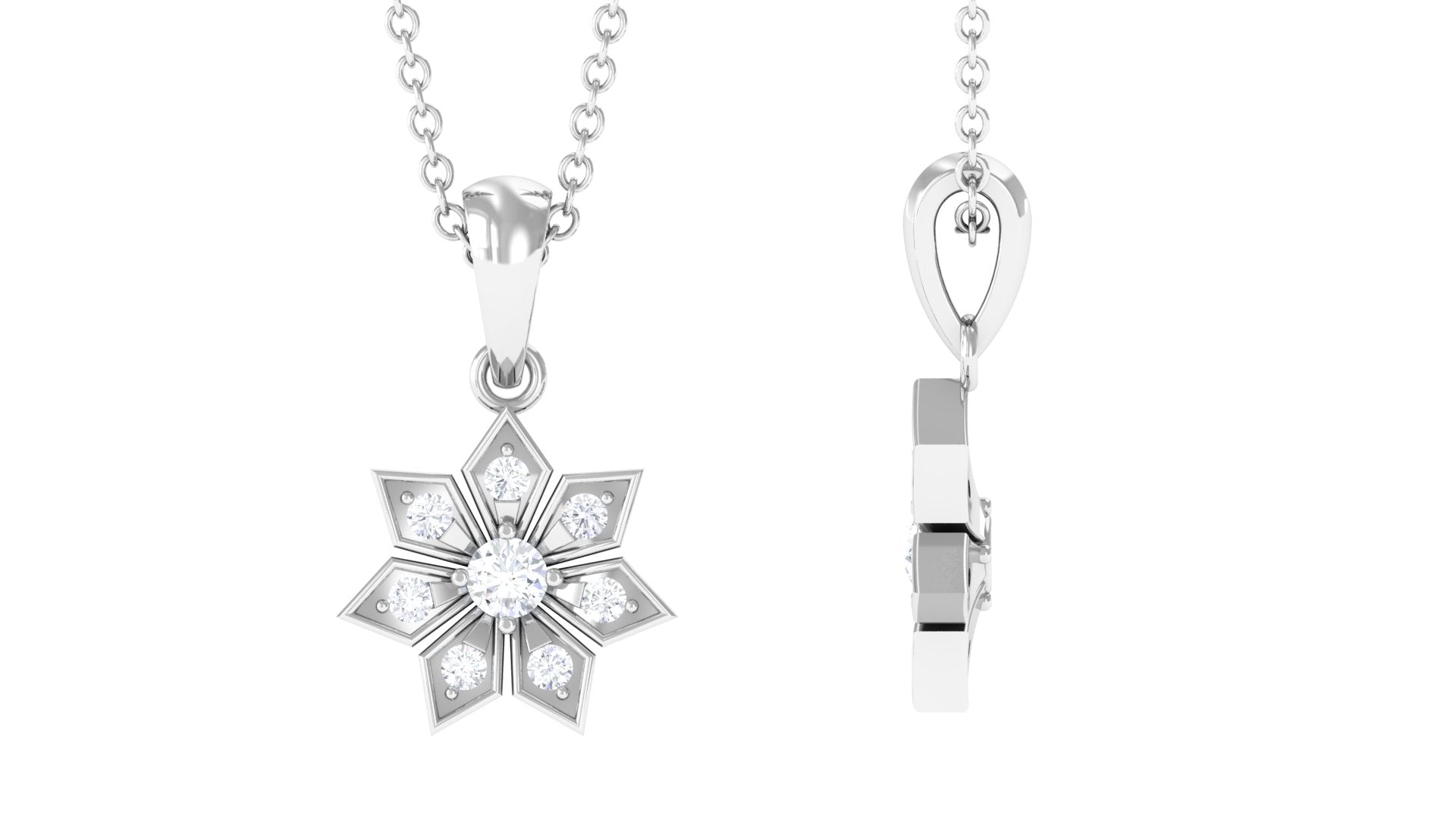 1/4 CT Certified Moissanite Flower Pendant