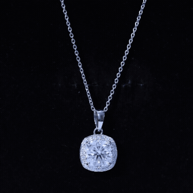 Certified 3 Carat Cushion Cut Moissanite Pendant D-VS1 - Rosec Jewels