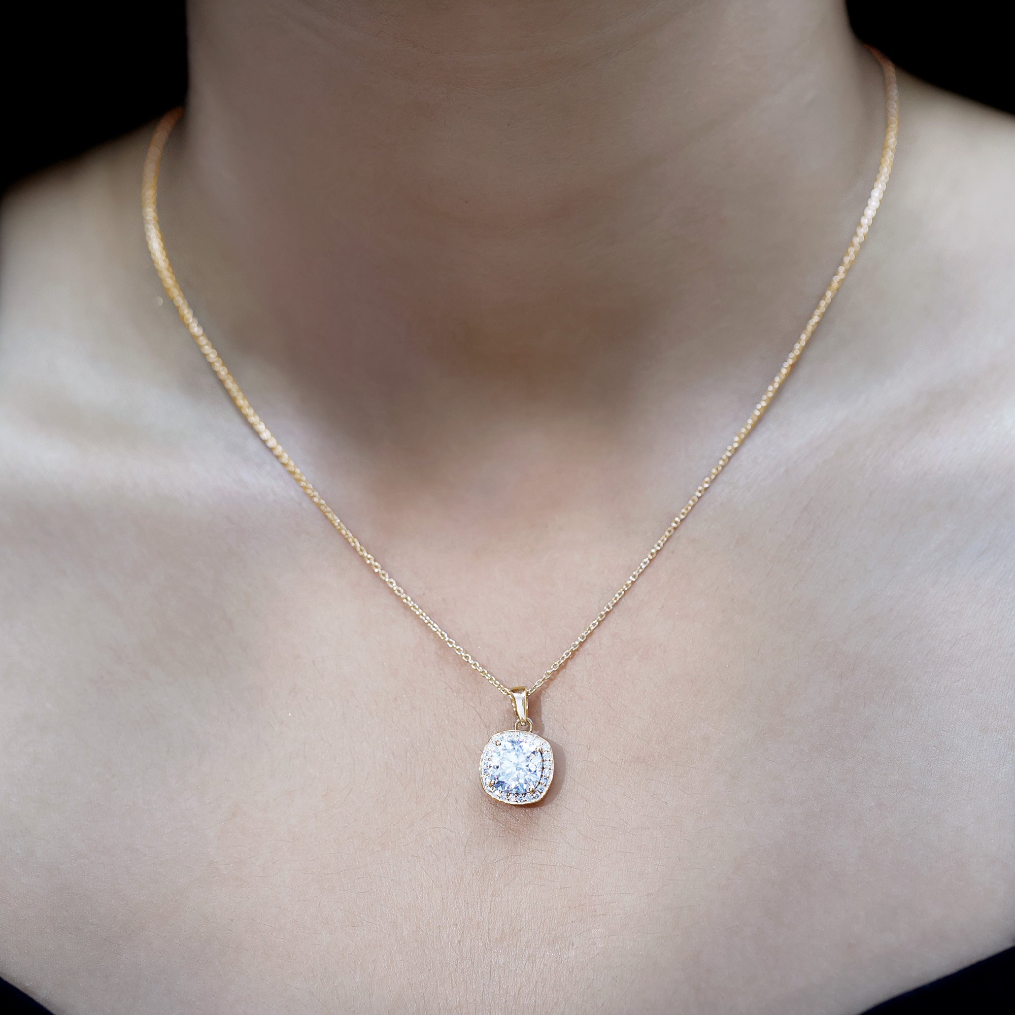 Certified 3 Carat Cushion Cut Moissanite Pendant D-VS1 - Rosec Jewels