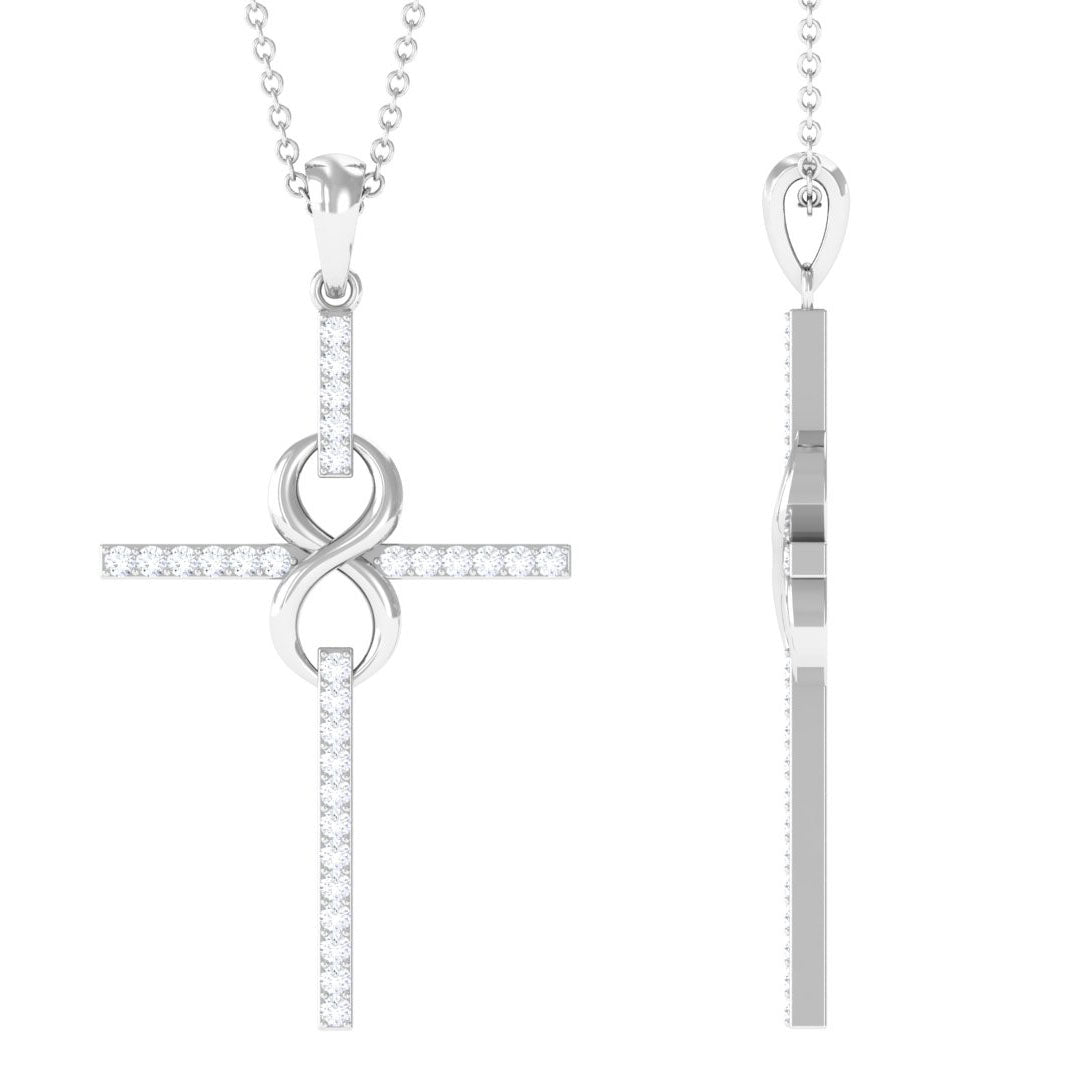 Certified Moissanite Cross Infinity Pendant