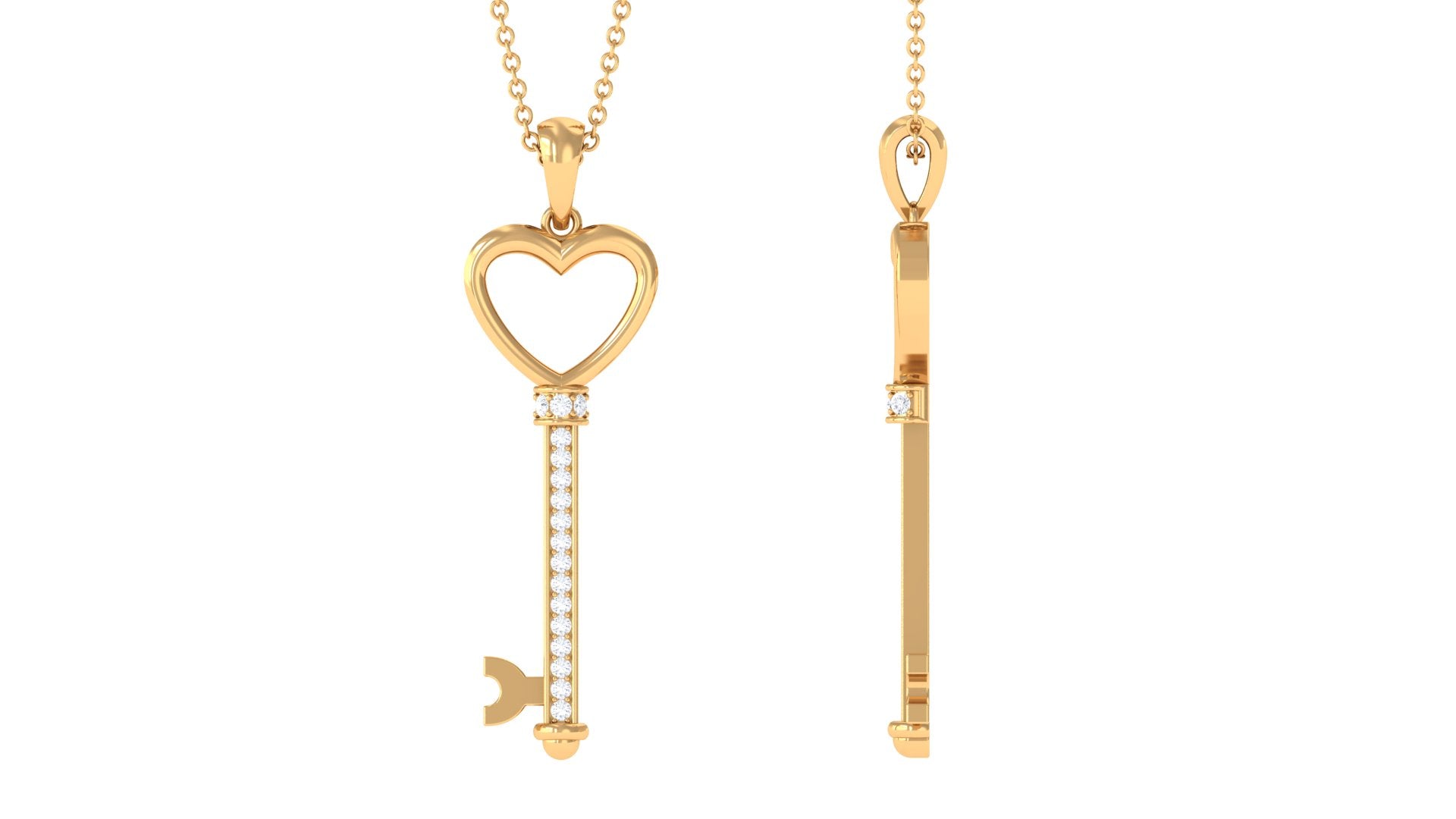 Certified Moissanite Open Heart and Key Pendant Necklace – Rosec