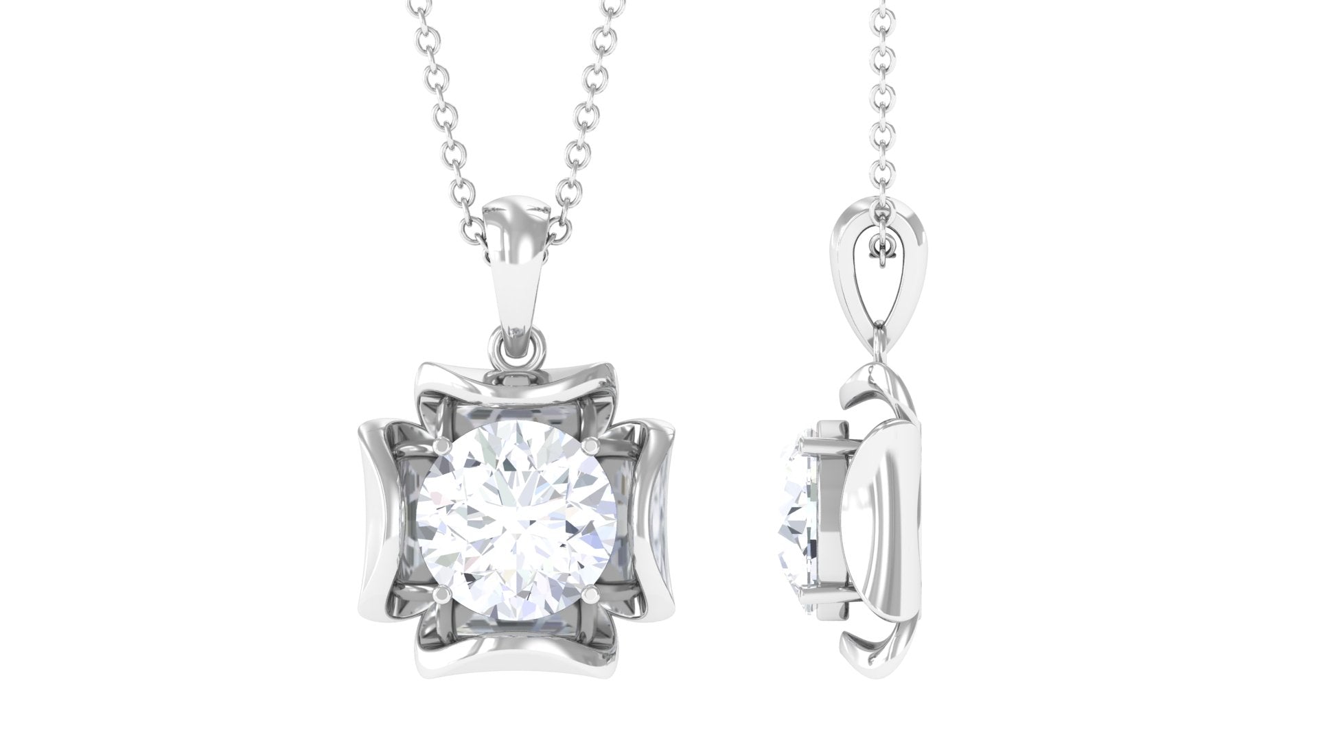 Certified Moissanite Solitaire Pendant in Prong Setting