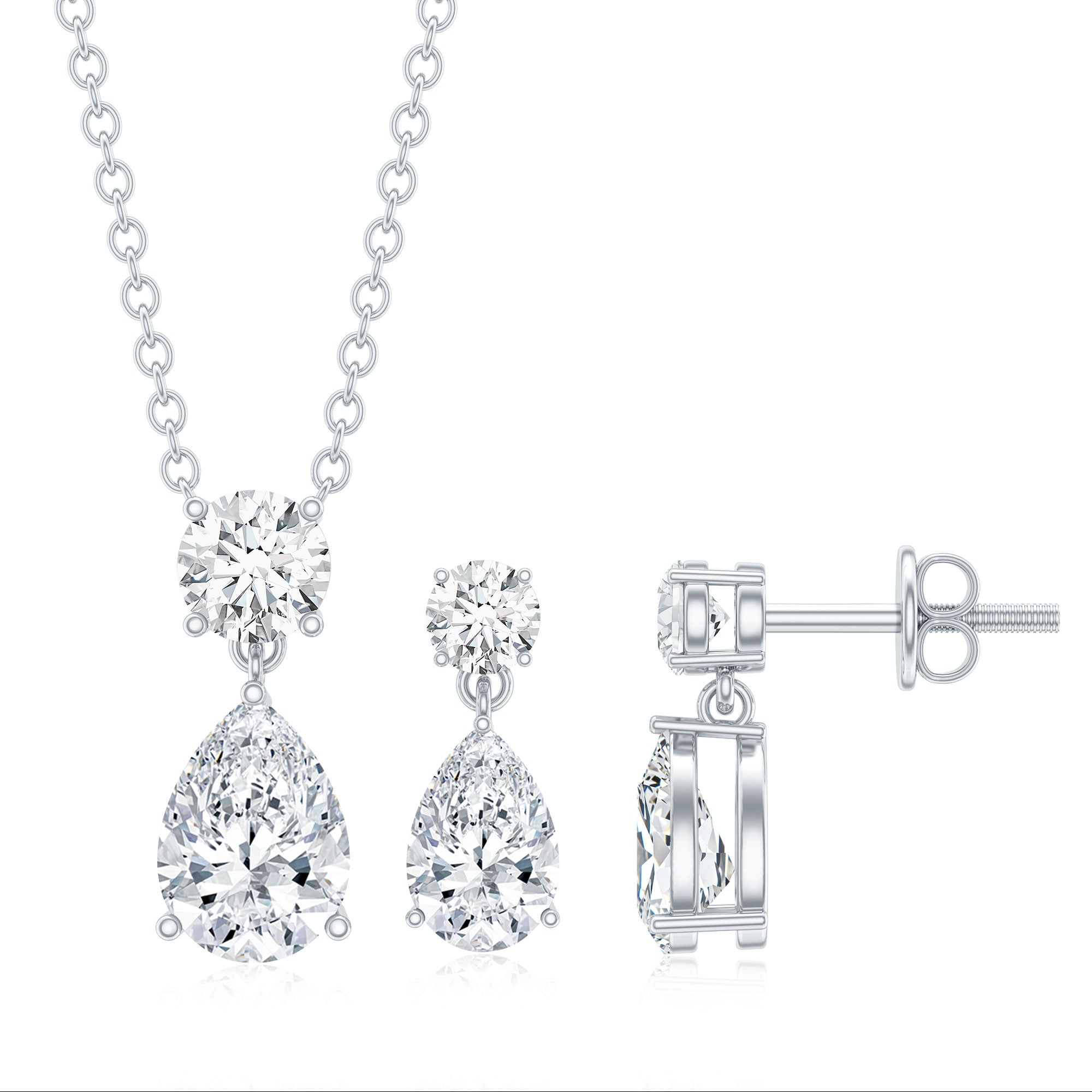 2.5 CT Moissanite Teardrop Two Stone Jewelry Set D-VS1 - Rosec Jewels