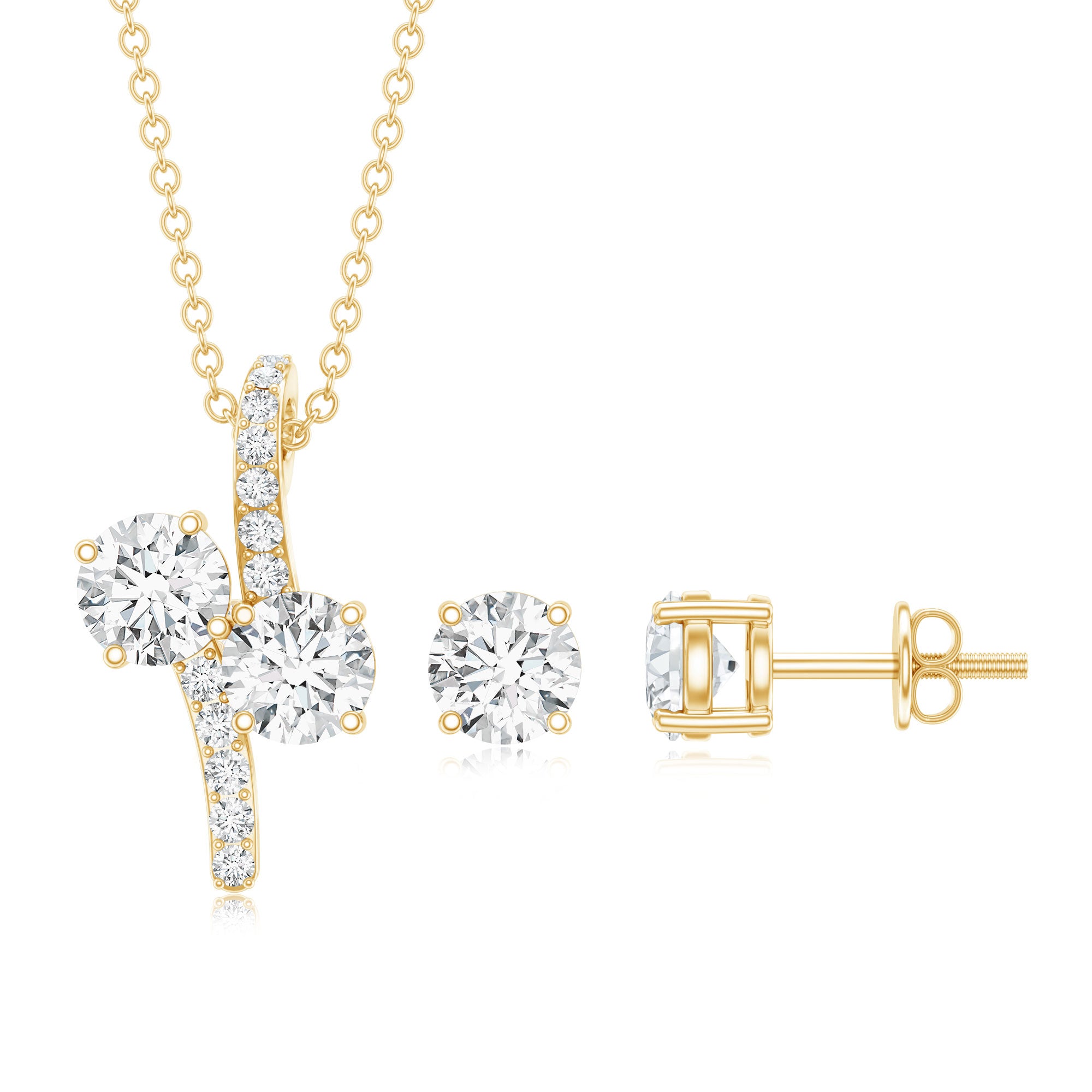 Certified Moissanite Minimal Jewelry Set D-VS1 - Rosec Jewels
