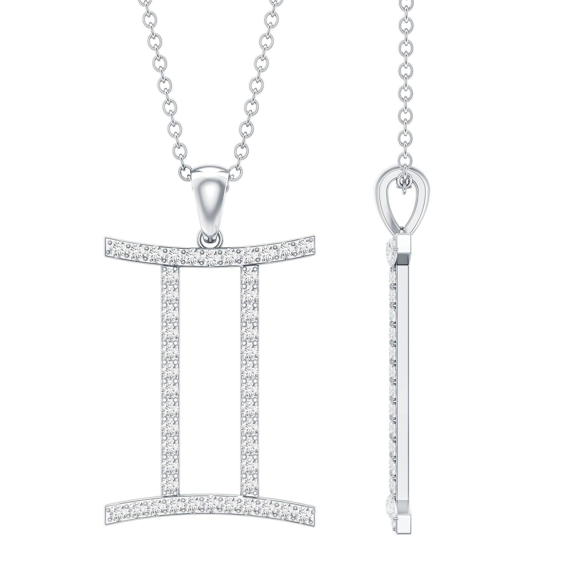 Gemini Necklace with Certified Lab Grown Diamond Lab - ( EF-VS ) - Rosec Jewels