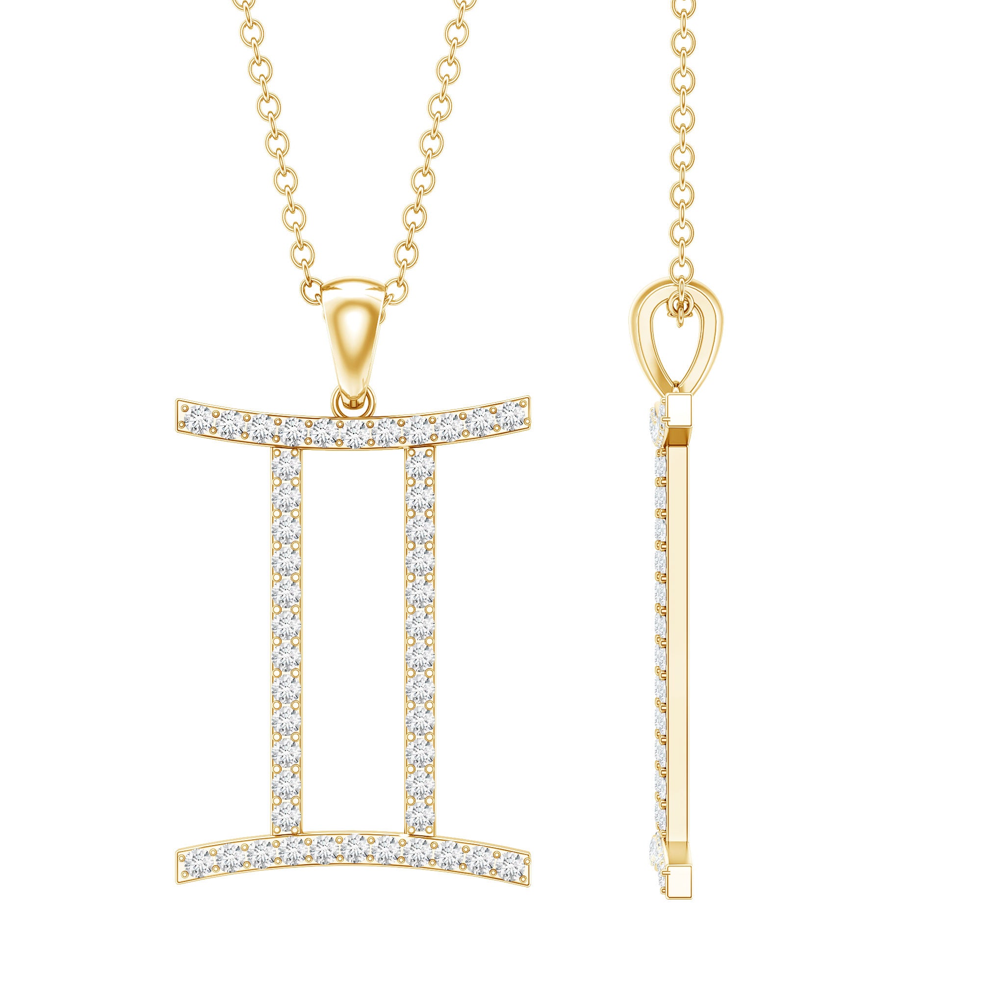 Gemini Necklace with Certified Lab Grown Diamond Lab - ( EF-VS ) - Rosec Jewels