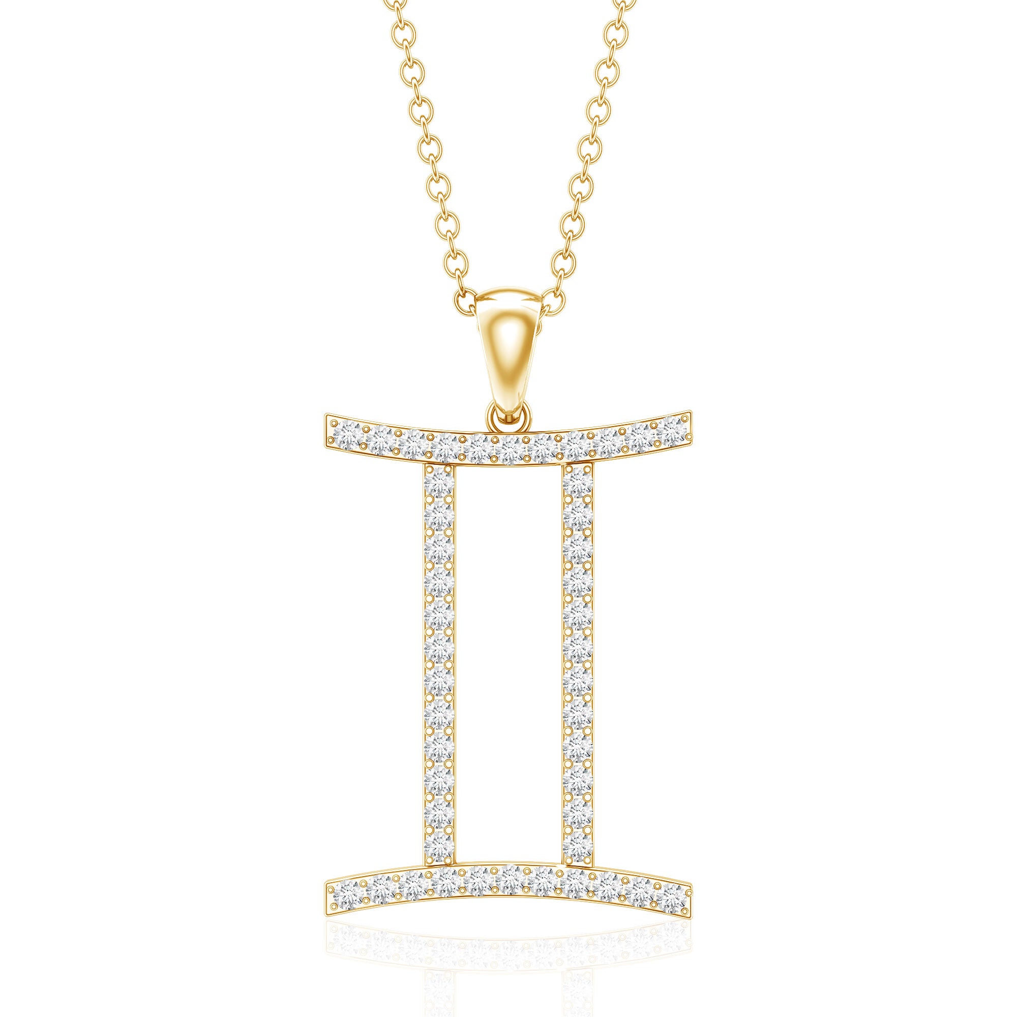 Gemini Necklace with Certified Lab Grown Diamond Lab - ( EF-VS ) - Rosec Jewels
