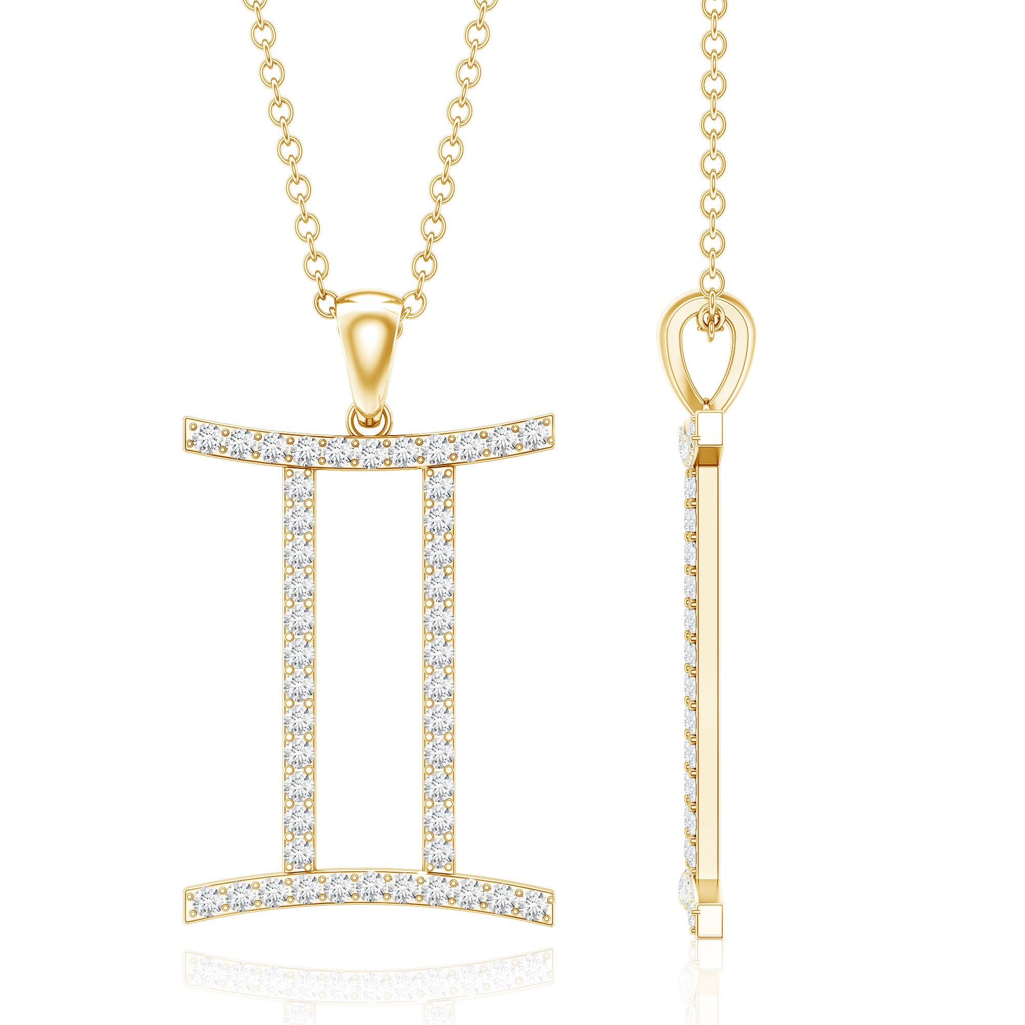 Gemini Necklace with Certified Lab Grown Diamond Lab - ( EF-VS ) - Rosec Jewels