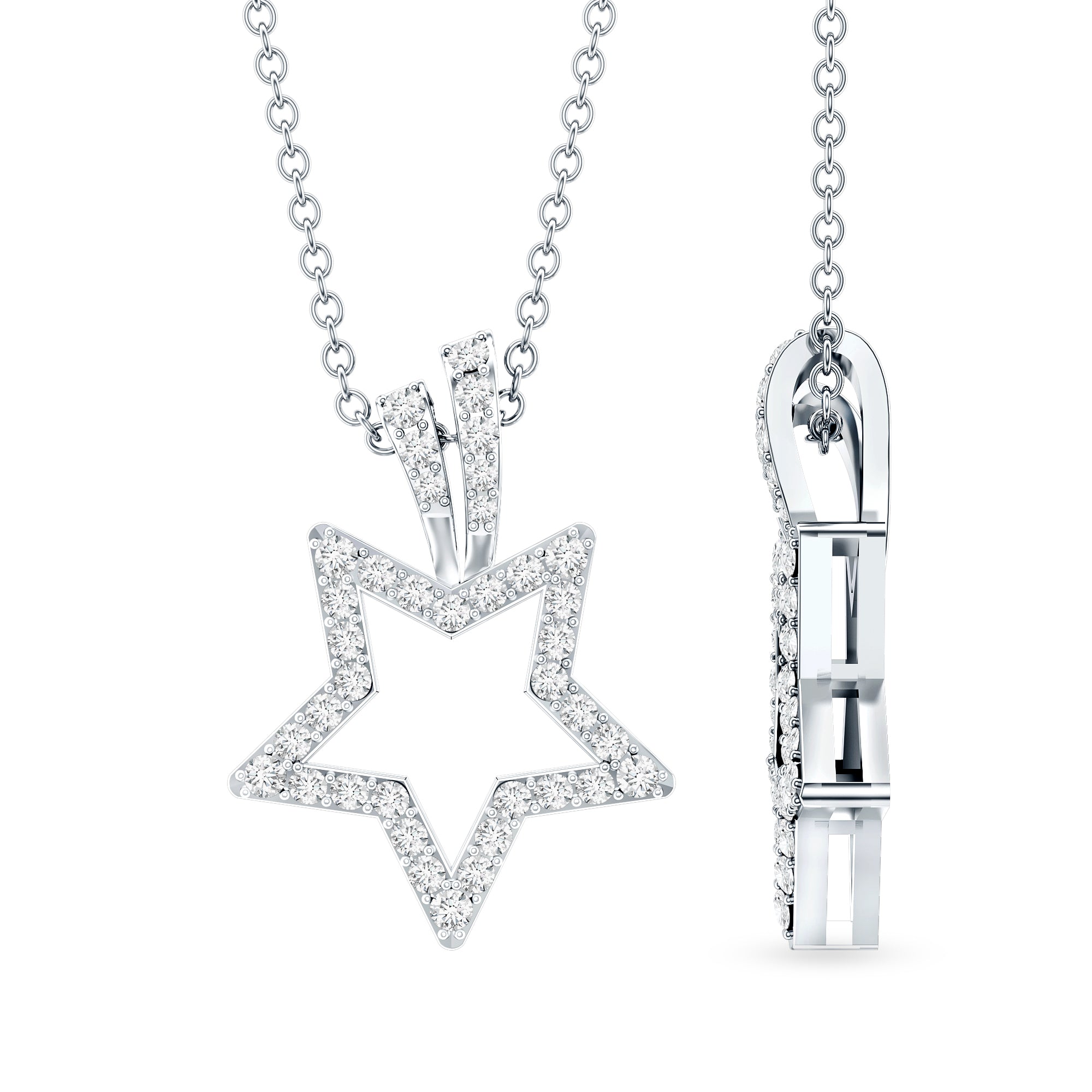 Certified Moissanite Star Shape Pendant D-VS1 - Rosec Jewels
