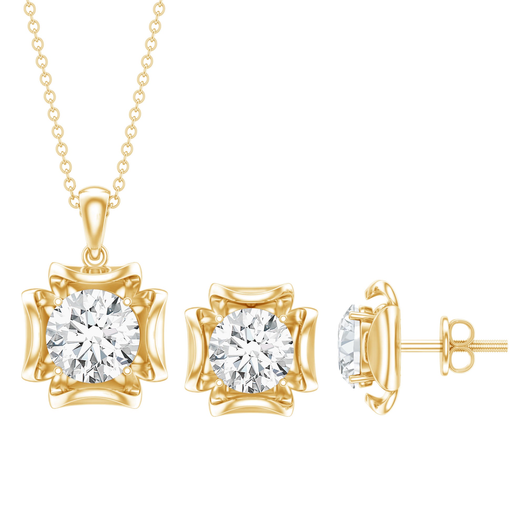 4 CT Round Shape Moissanite Solitaire Jewelry Set D-VS1 - Rosec Jewels