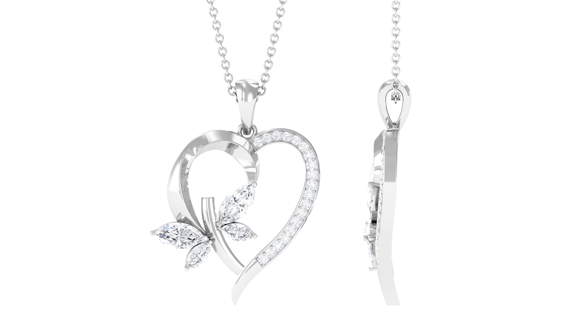 1.25 CT Certified Moissanite Heart Shape Gold Pendant