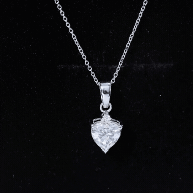 Certified Cubic Zirconia Heart Locket with Silver Chain AAAAA 92.5 Sterling Silver - Rosec Jewels