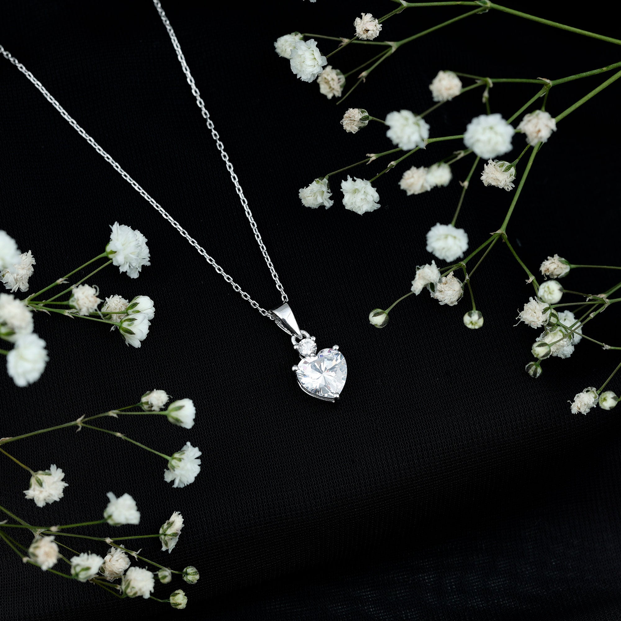 Certified Cubic Zirconia Heart Locket with Silver Chain AAAAA 92.5 Sterling Silver - Rosec Jewels