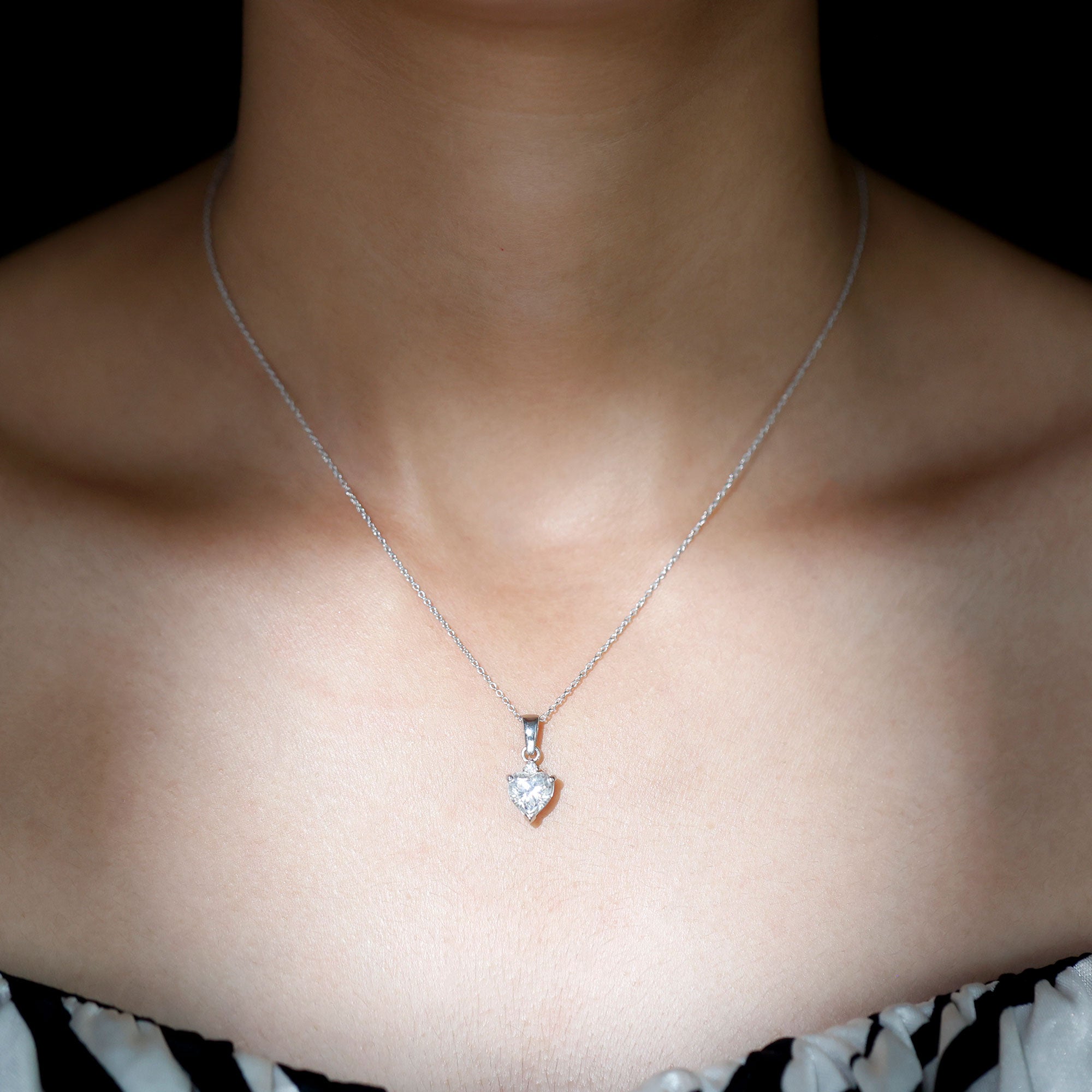 Certified Cubic Zirconia Heart Locket with Silver Chain AAAAA 92.5 Sterling Silver - Rosec Jewels