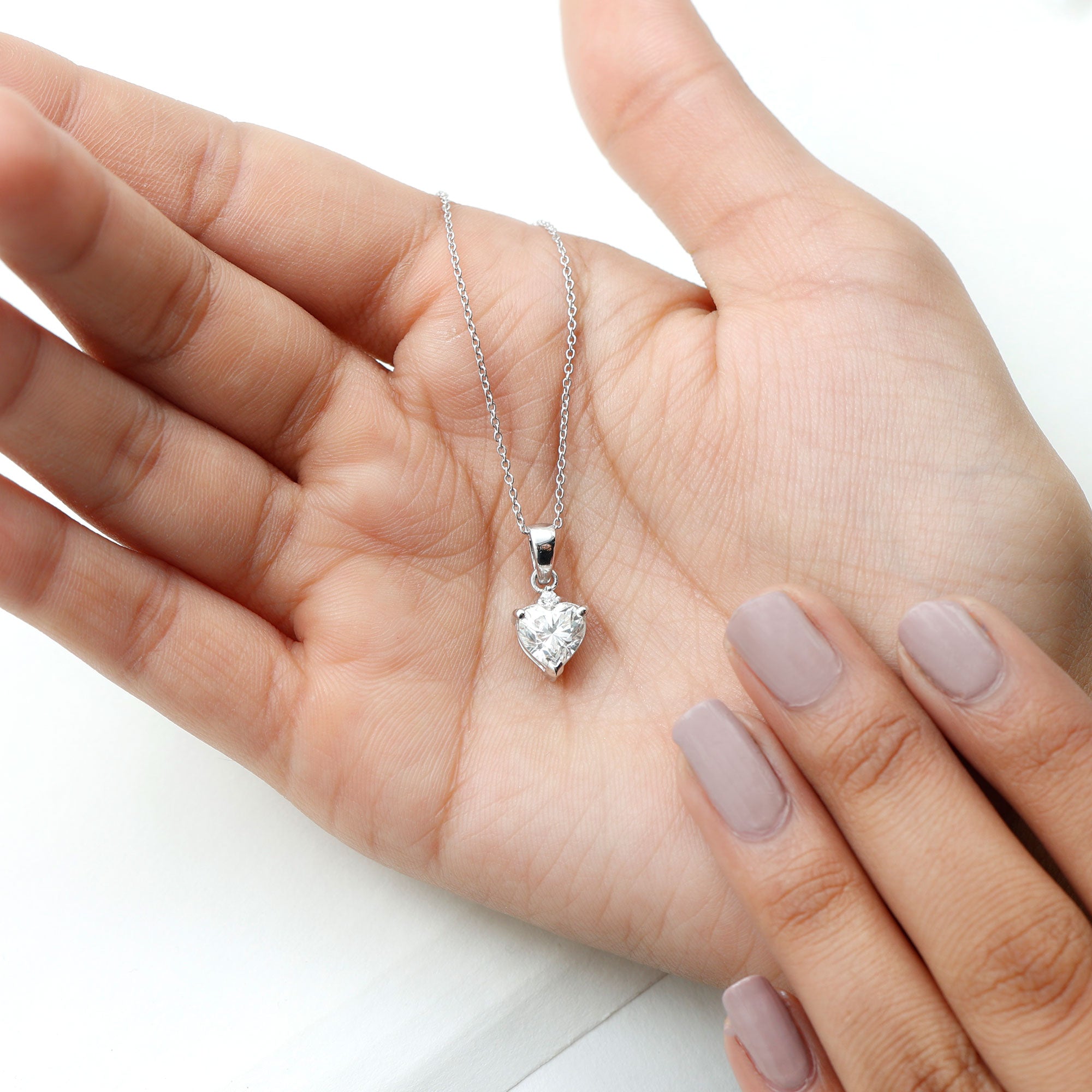 Certified Cubic Zirconia Heart Locket with Silver Chain AAAAA 92.5 Sterling Silver - Rosec Jewels
