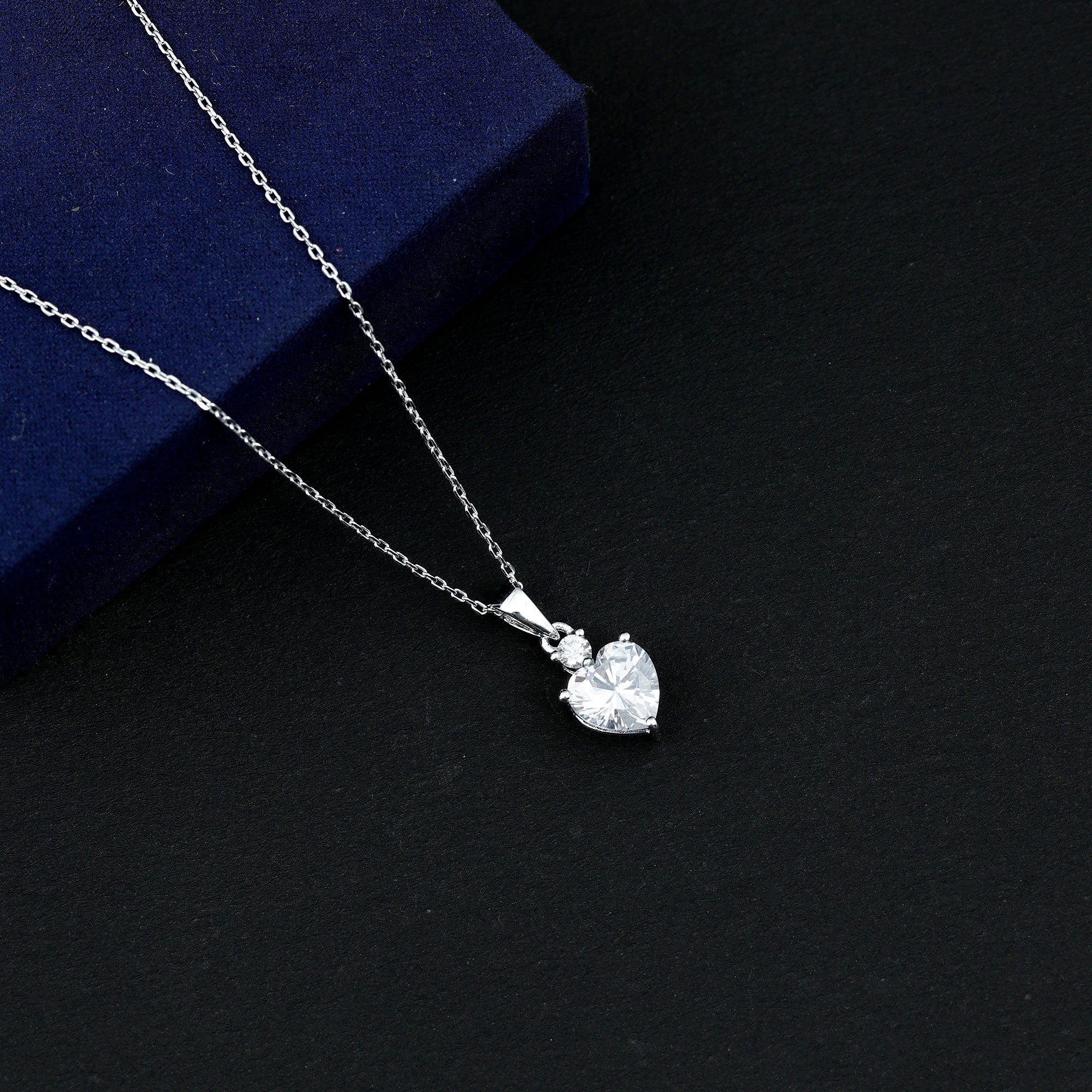 Certified Cubic Zirconia Heart Locket with Silver Chain AAAAA 92.5 Sterling Silver - Rosec Jewels