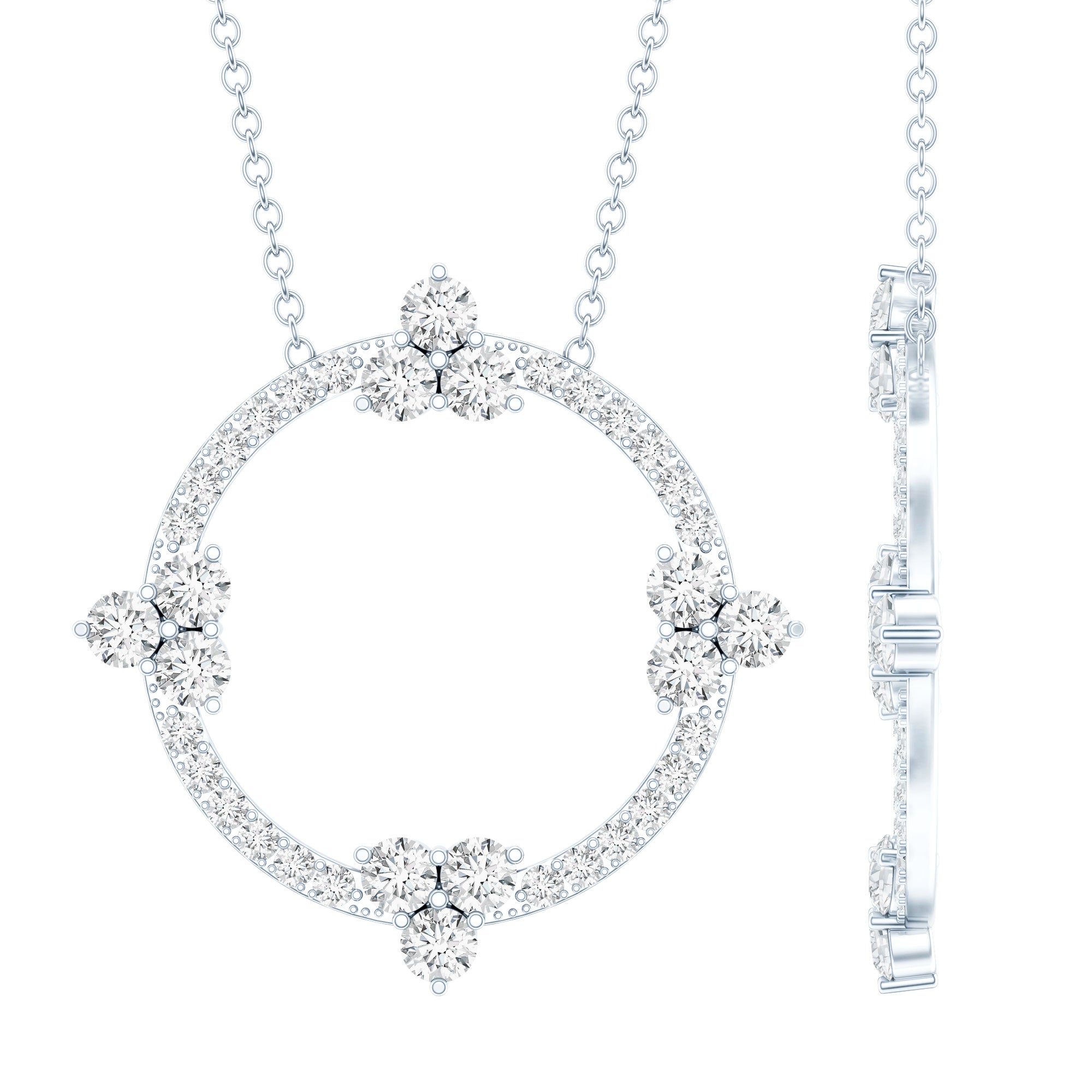 Certified Moissanite Eternity Promise Necklace in 14K Gold Plated Silver D-VS1 92.5 Sterling Silver - Rosec Jewels