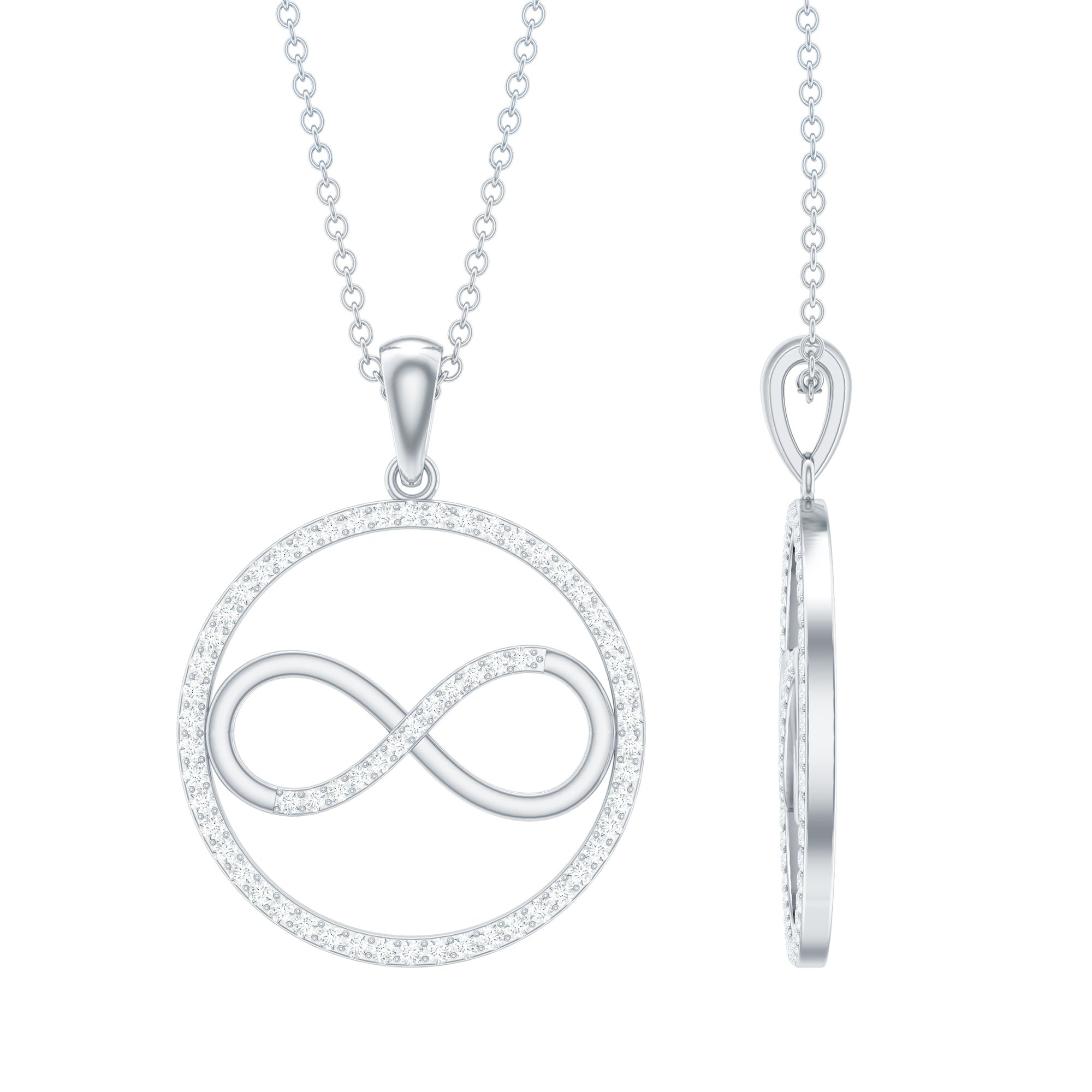 Rosec Jewels-Eternity Circle and Infinity Pendant Necklace with Diamonds For Women