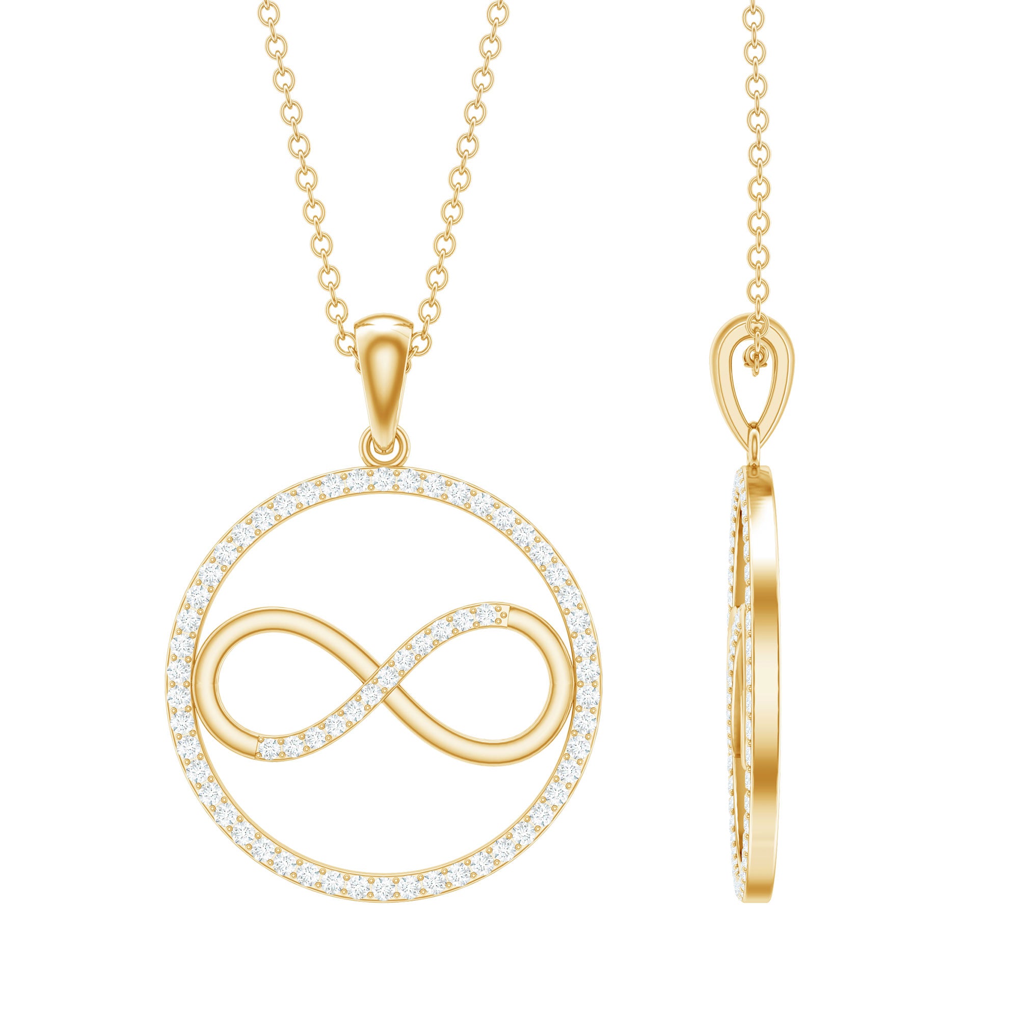 Diamonds Infinity Eternity Pendant Necklace Lab - ( EF-VS ) - Rosec Jewels