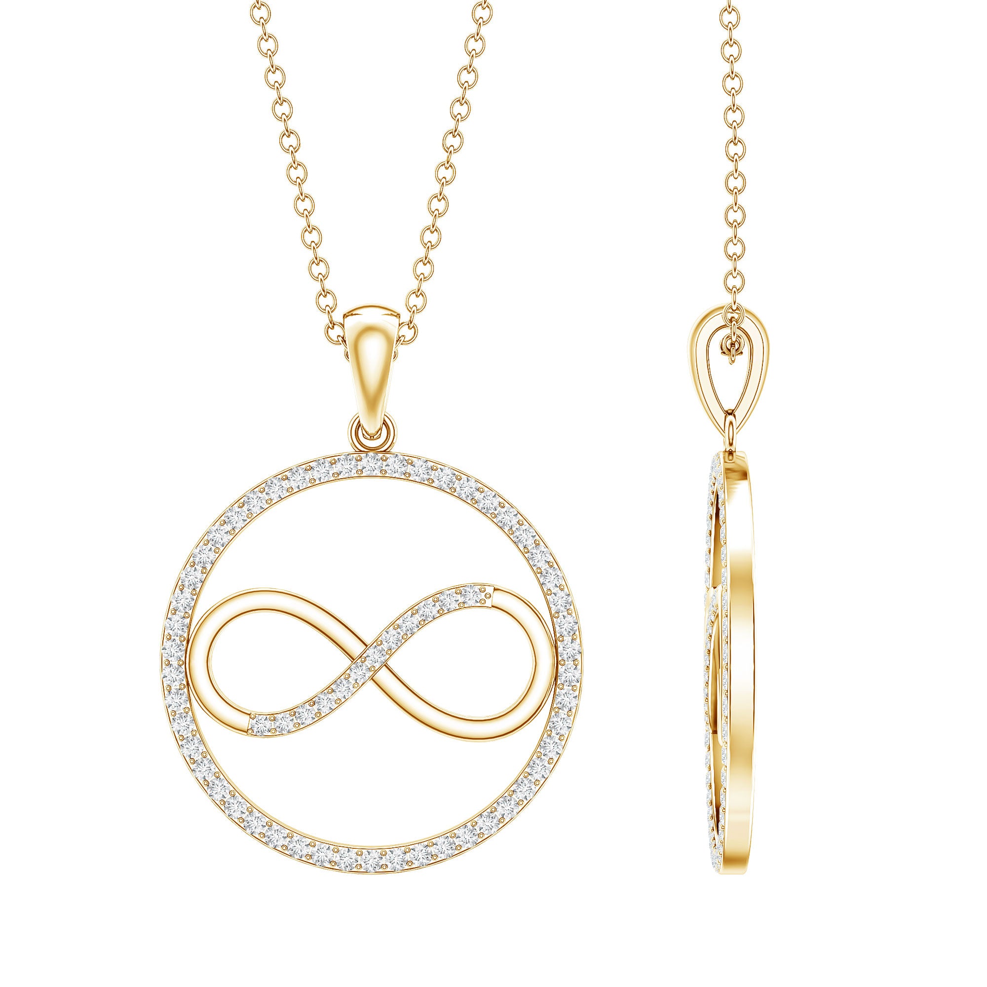 Diamonds Infinity Eternity Pendant Necklace Lab - ( EF-VS ) - Rosec Jewels