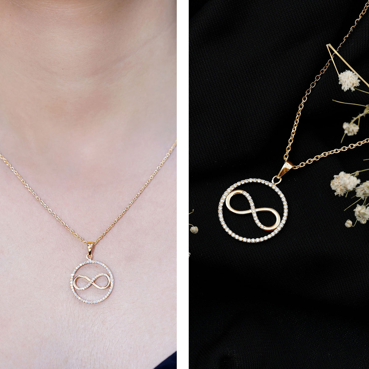 Diamonds Infinity Eternity Pendant Necklace Lab - ( EF-VS ) - Rosec Jewels