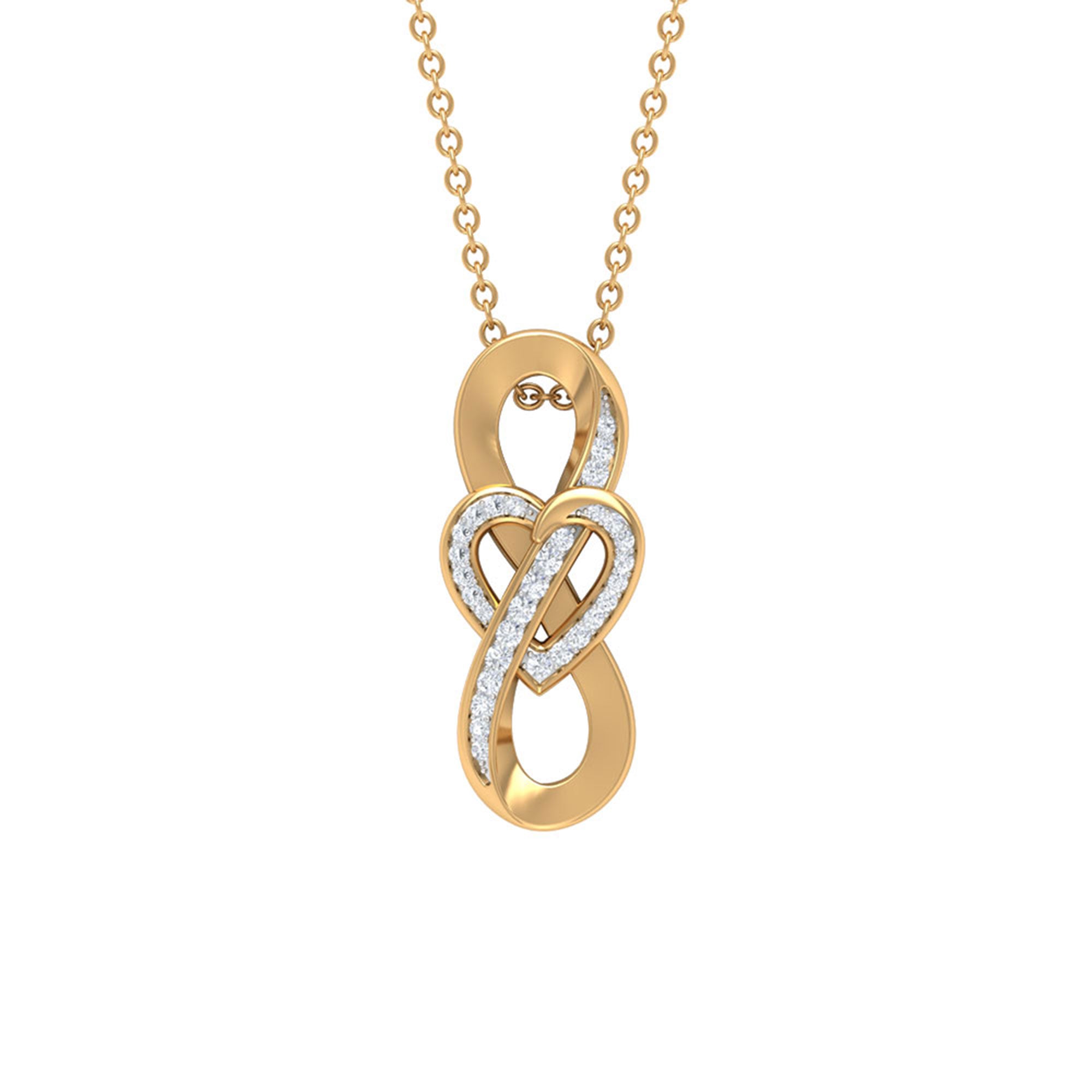 Rosec Jewels-Infinity Heart Necklace with Diamond Accents