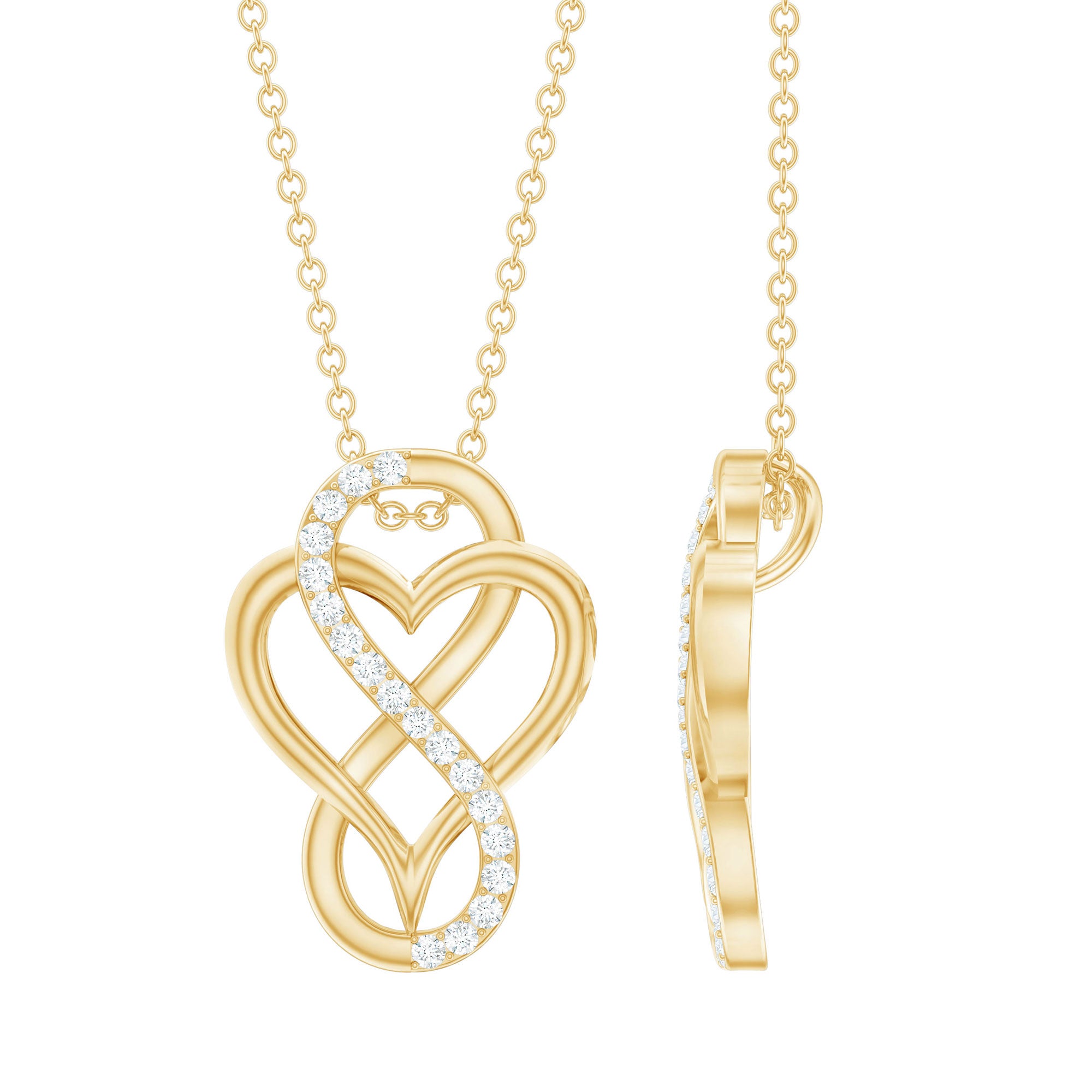 Rosec Jewels-Diamond Infinity Heart Necklace for Women