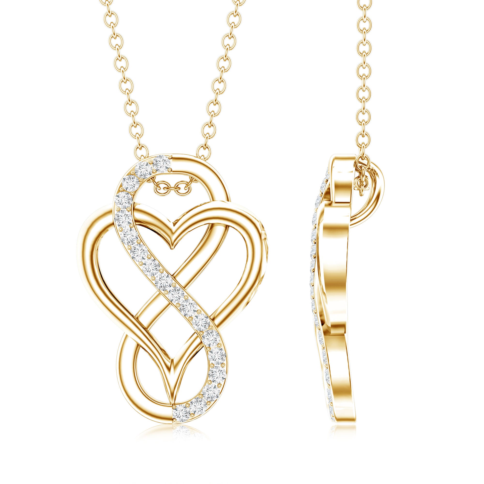 Brilliant Cut Diamond Infinity Heart Necklace for Women Lab - ( EF-VS ) - Rosec Jewels