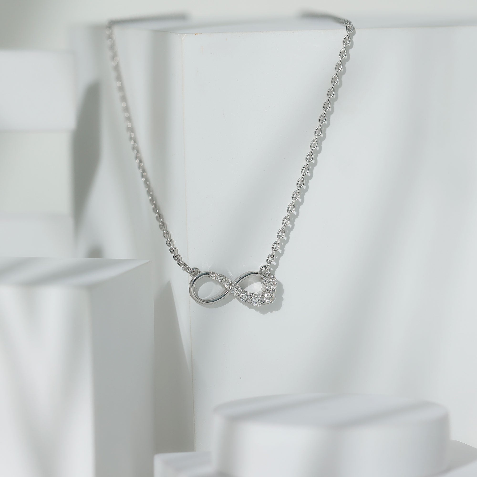 Diamond Infinity Pendant Necklace For Women Lab - ( EF-VS ) - Rosec Jewels