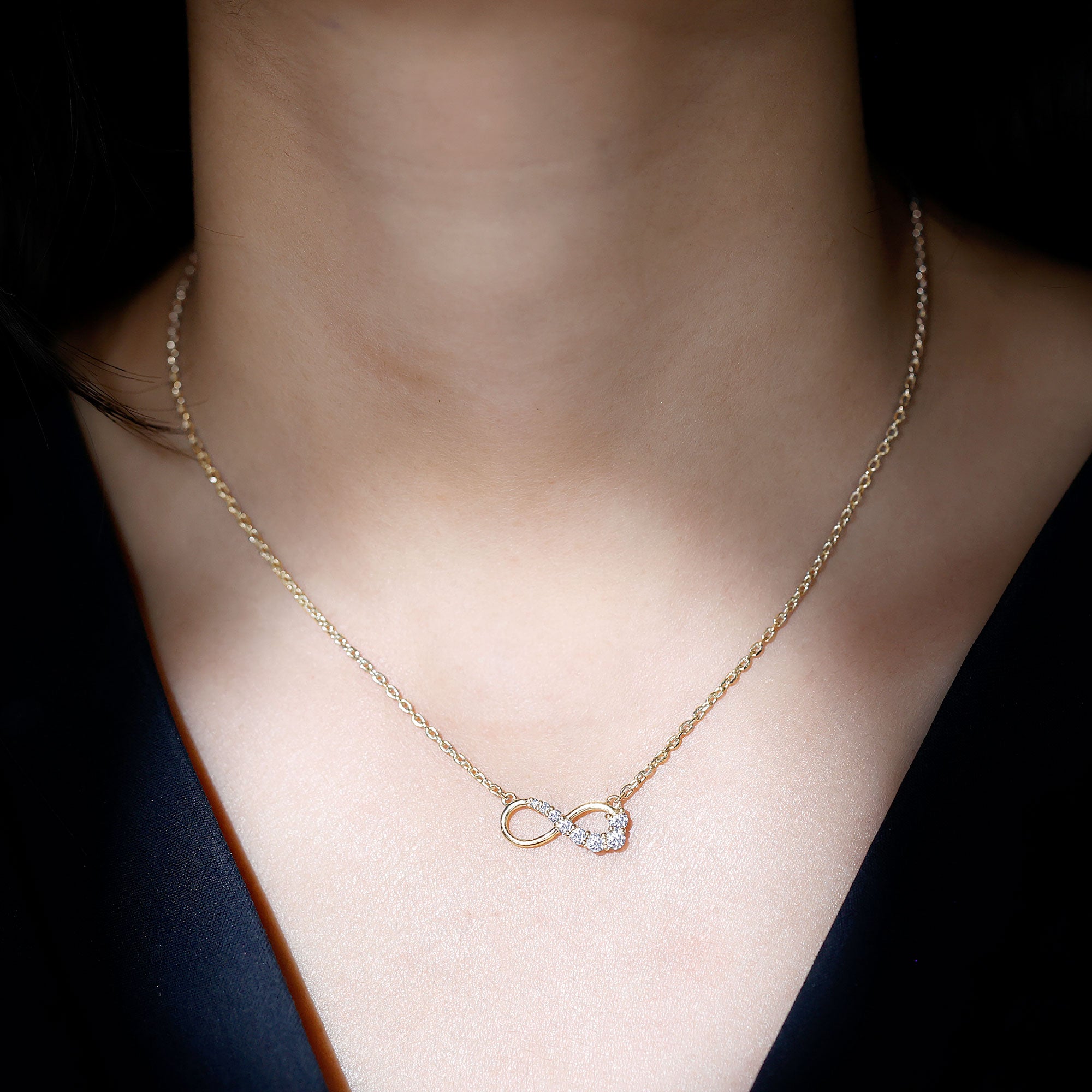 Diamond Infinity Pendant Necklace For Women Lab - ( EF-VS ) - Rosec Jewels