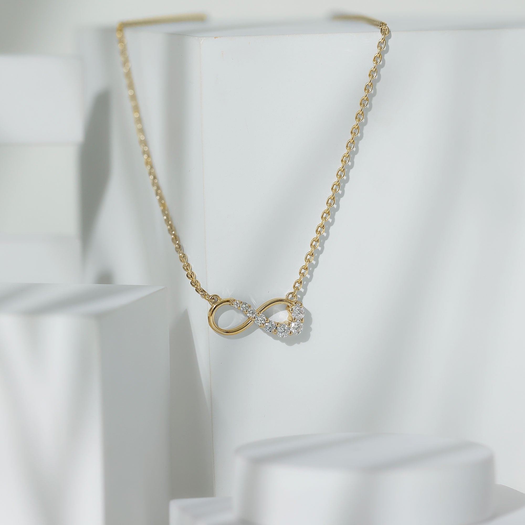 Rosec Jewels-Gold Infinity Pendant Necklace with Diamond For Women