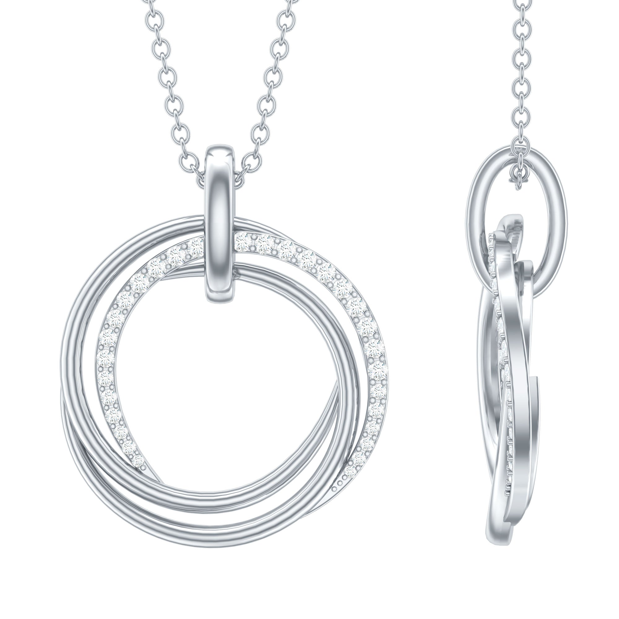 Certified Diamond Eternity Circle Necklace For Her Lab - ( EF-VS ) - Rosec Jewels