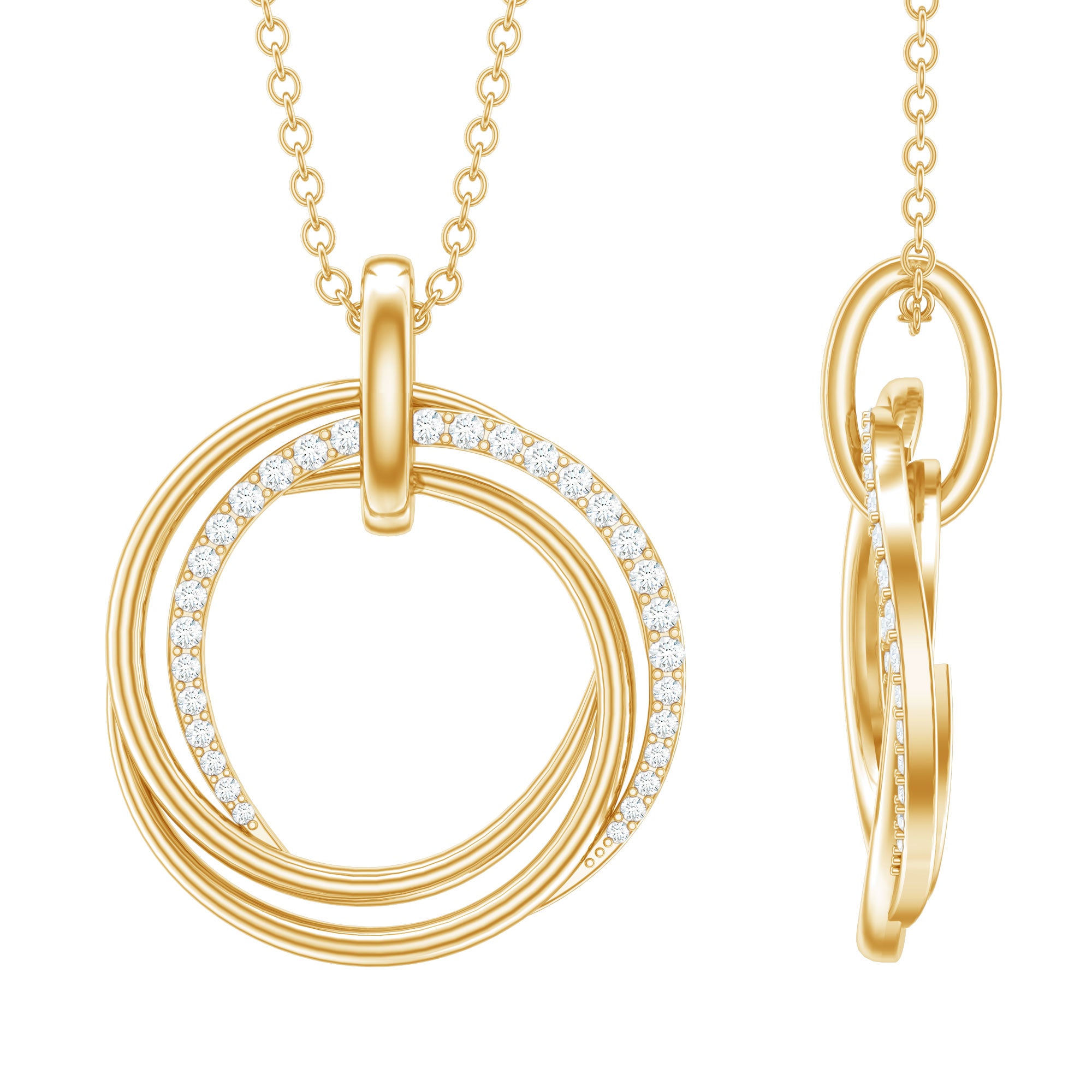 Certified Diamond Eternity Circle Necklace For Her Lab - ( EF-VS ) - Rosec Jewels
