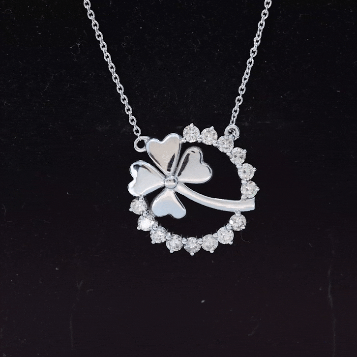 Certified Diamond Lucky 4 Leaf Necklace Lab - ( EF-VS ) - Rosec Jewels