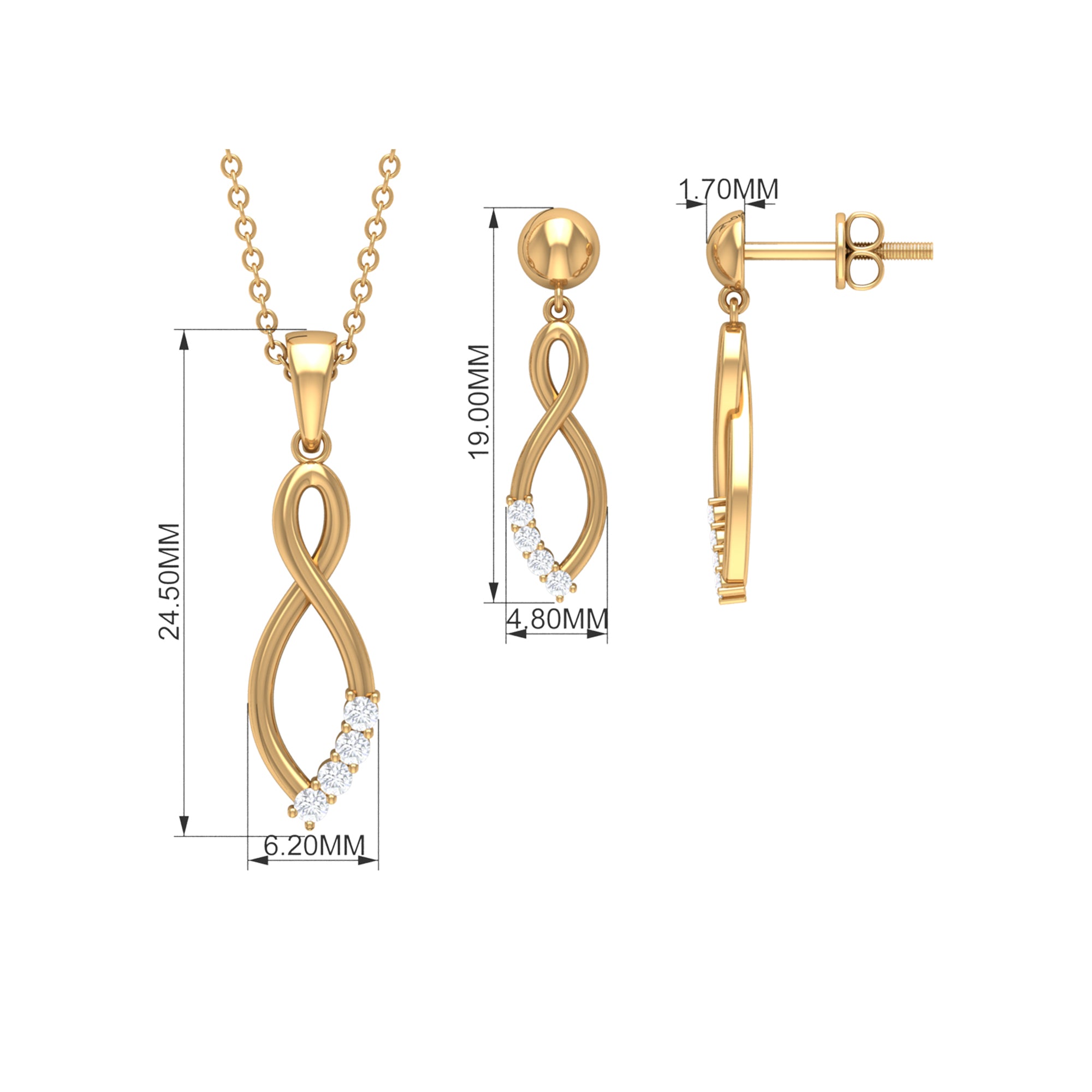 Diamond Infinity Jewelry Set for Women Lab - ( EF-VS ) - Rosec Jewels