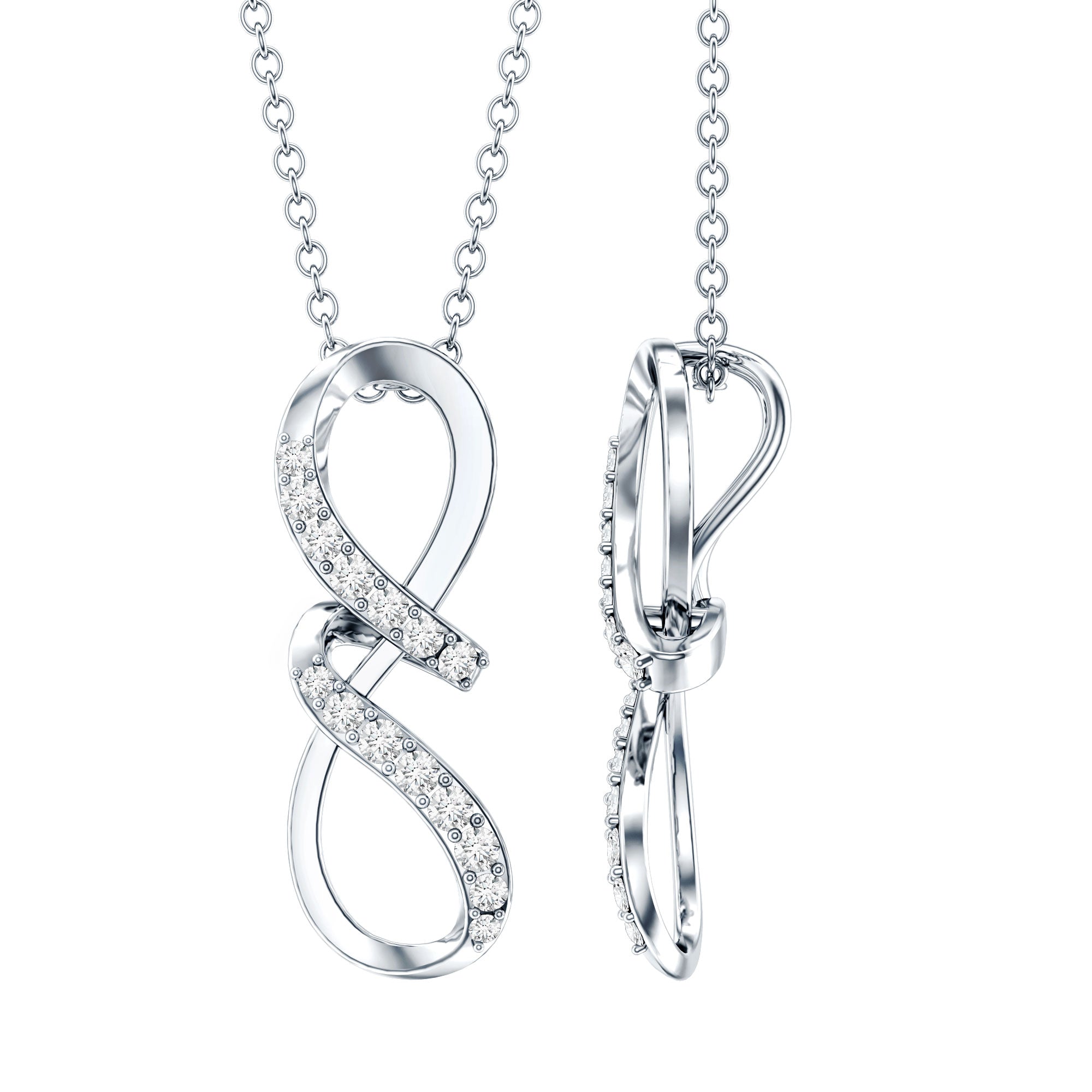 Certified Diamond Twisted Infinity Necklace Lab - ( EF-VS ) - Rosec Jewels