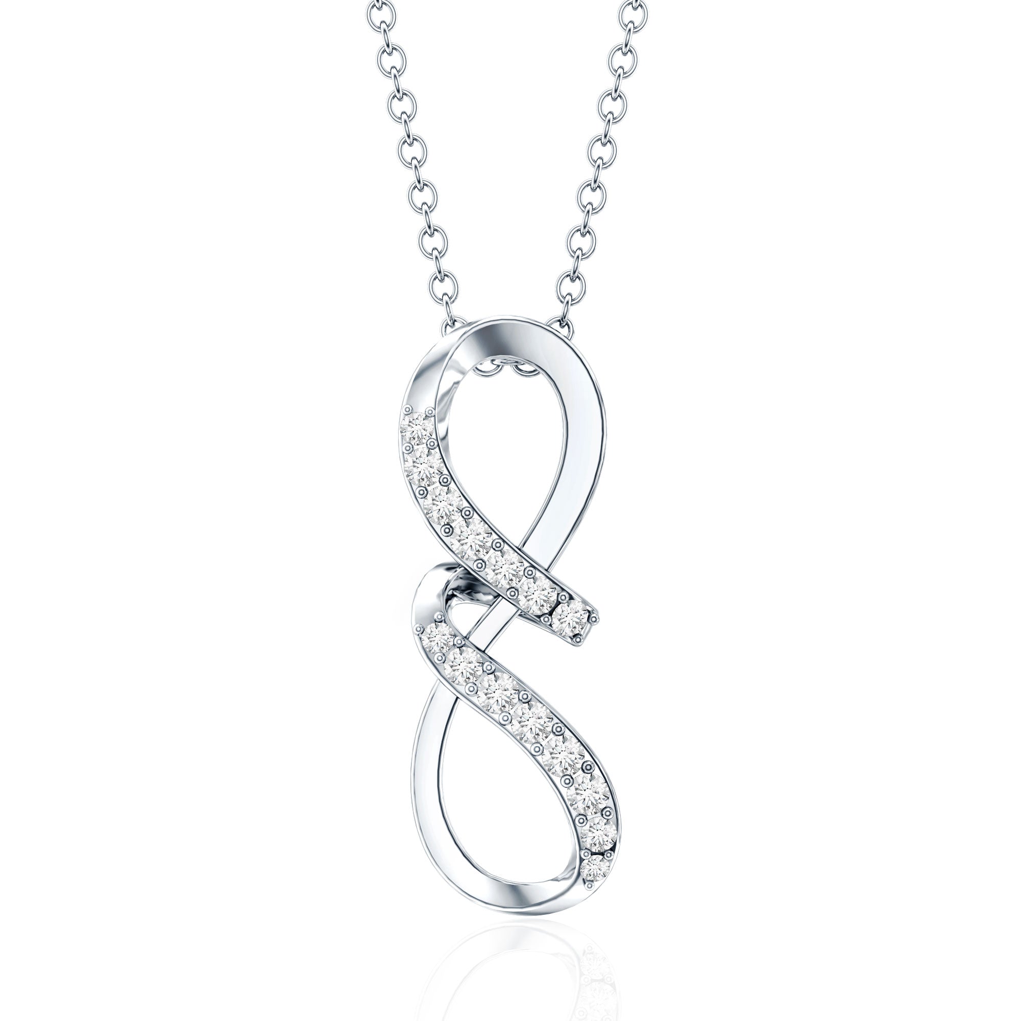 Certified Diamond Twisted Infinity Necklace Lab - ( EF-VS ) - Rosec Jewels