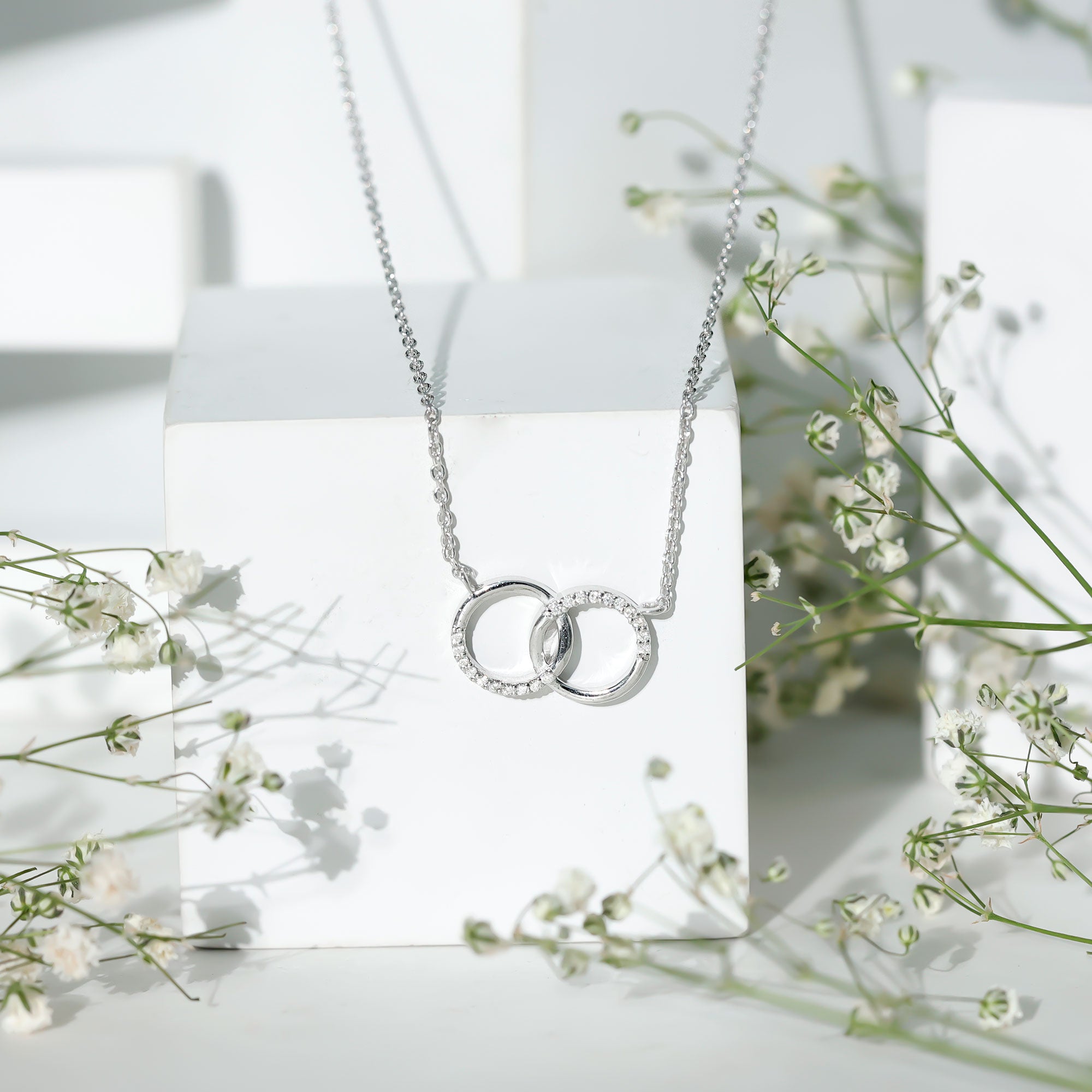 Certified Diamond Circle Pendant Necklace Lab - ( EF-VS ) - Rosec Jewels