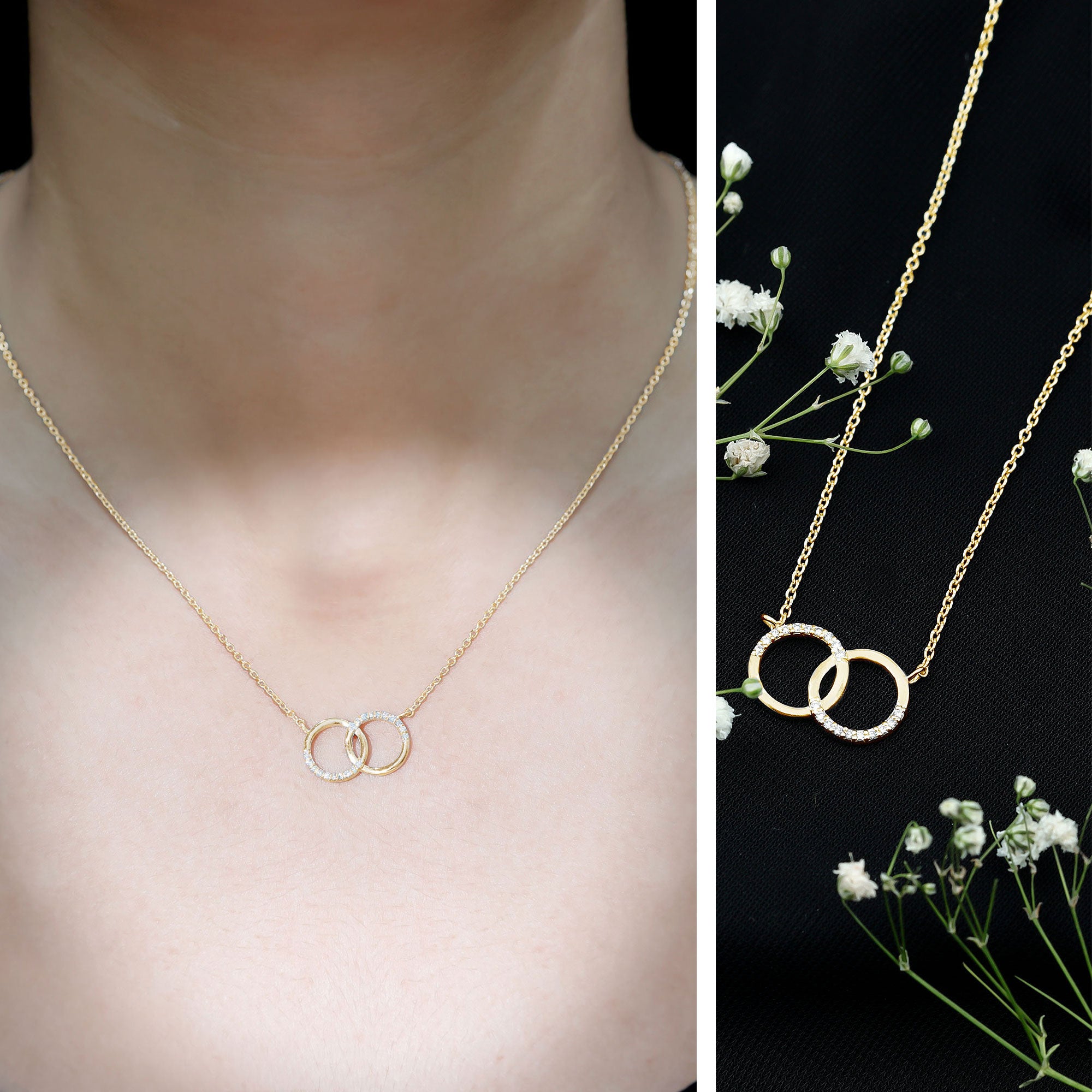 Certified Diamond Circle Pendant Necklace Lab - ( EF-VS ) - Rosec Jewels
