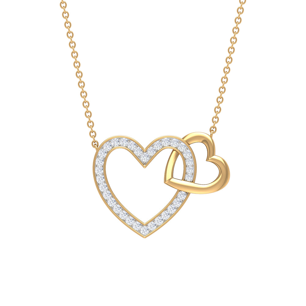 Rosec Jewels-1/4 CT Interlocking Heart Diamond Pendant in Gold
