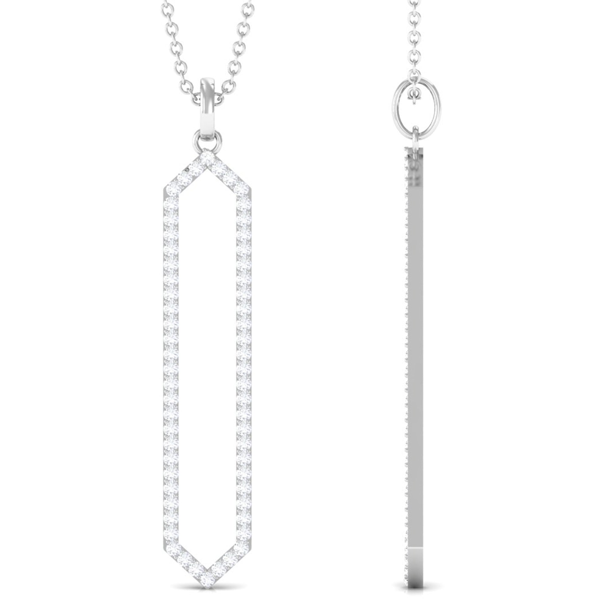 Rosec Jewels-0.50 CT Elegant Hexagonal Diamond Pendant Necklace