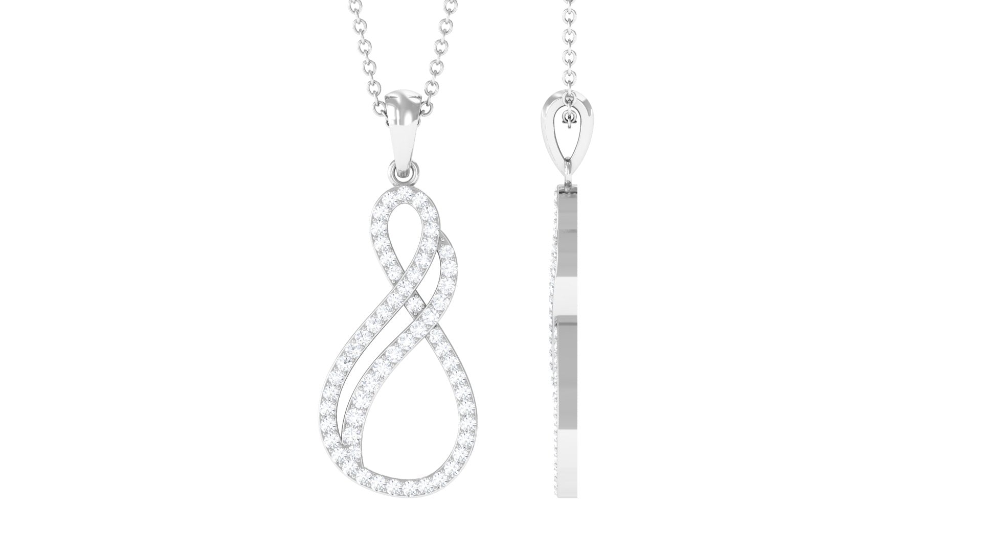 Rosec Jewels-Minimal Diamond Infinity Pendant in Pave Setting