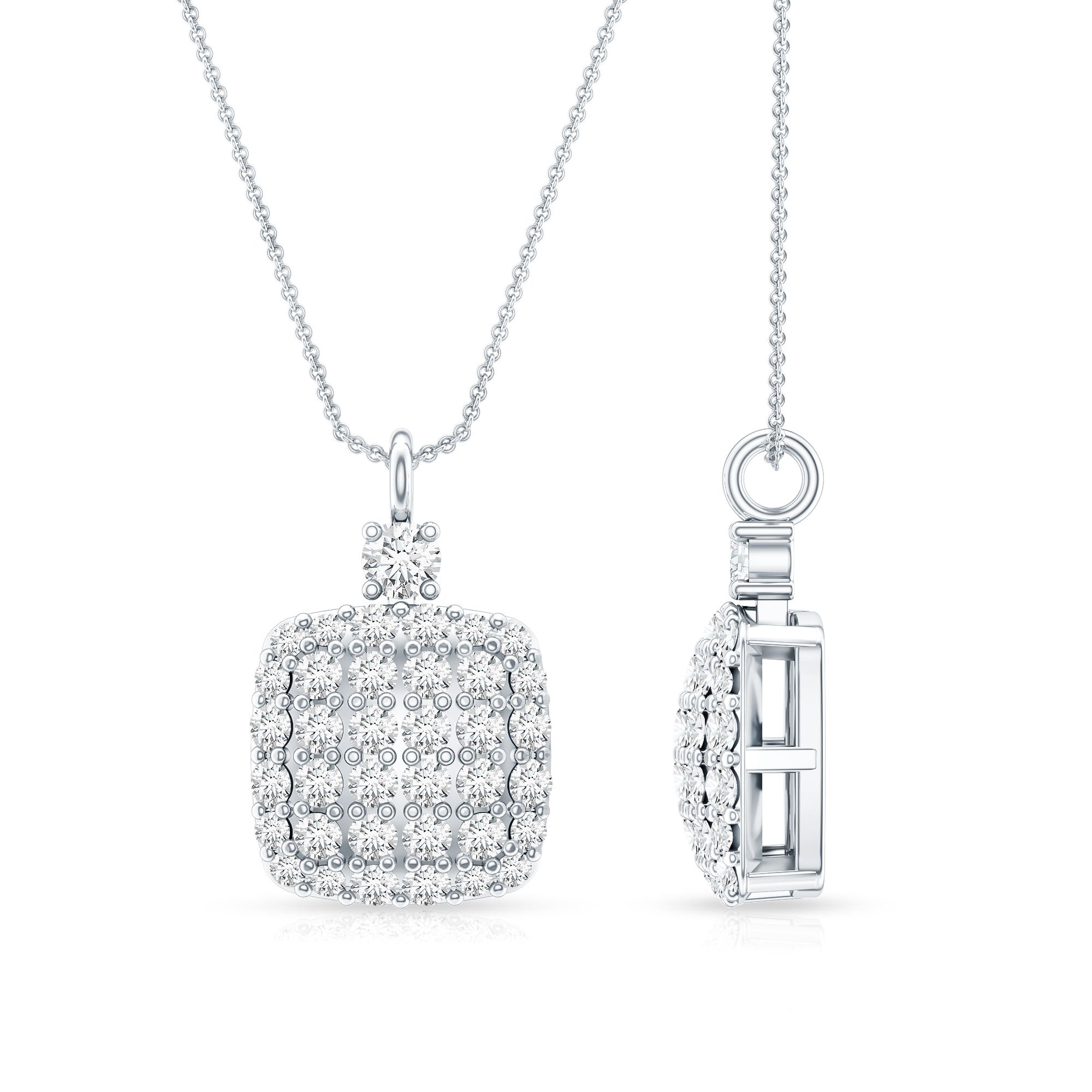Certified Brilliant Cut Diamond Pendant Necklace Lab - ( EF-VS ) - Rosec Jewels