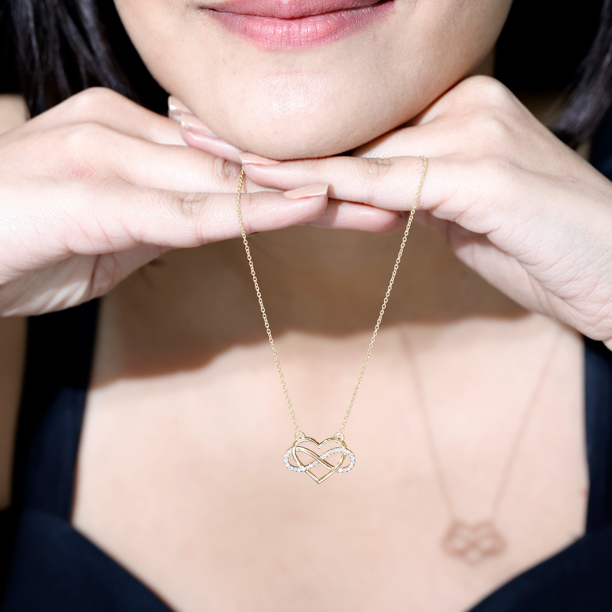 Certified Diamond Infinity Heart Necklace Lab - ( EF-VS ) - Rosec Jewels