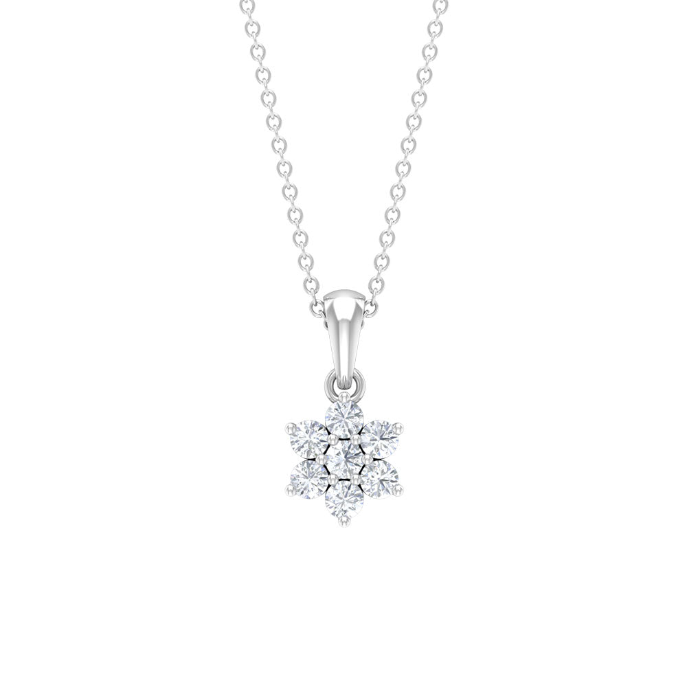 Natural Diamond Flower Pendant Necklace for women
