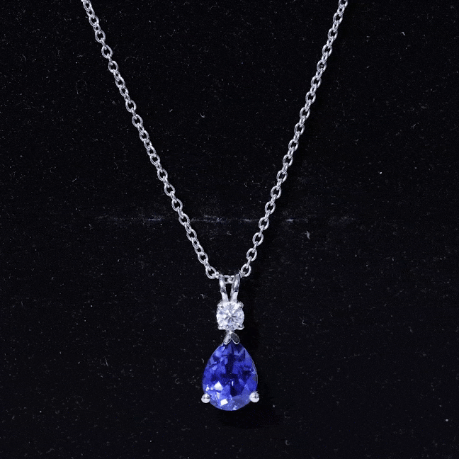 Certified 1.6 Carat Lab Grown Blue Sapphire Teardrop Necklace with Silver Chain AAAA 92.5 Sterling Silver - Rosec Jewels
